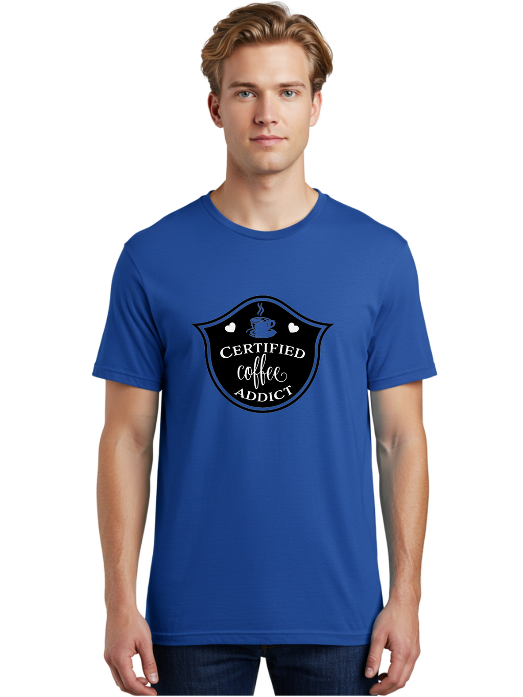 Certified-Coffee-Addict Men'S Graphic Tee, 100% Cotton, Comfortable Casual Summer Wear, Machine Washable, Coffee Lover, Coffee Addiction, Coffee Enthusiast, Coffee Culture, Caffeine Fix, Morning Coffee, Coffee Obsession Aac571