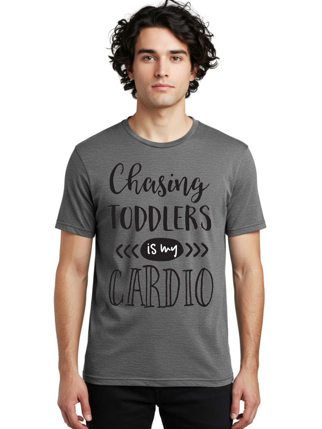 Chasing-Toddlers-Is-My-Cardio Men'S Graphic Tee, 100% Cotton, Comfortable Casual Summer Wear, Machine Washable, Funny Parenting Quote, Mom Life, Humor, Cardio Workout, Chasing Toddlers, Parenting Humor, Mom Jokes, Fitness, Active Parenting, Aac573