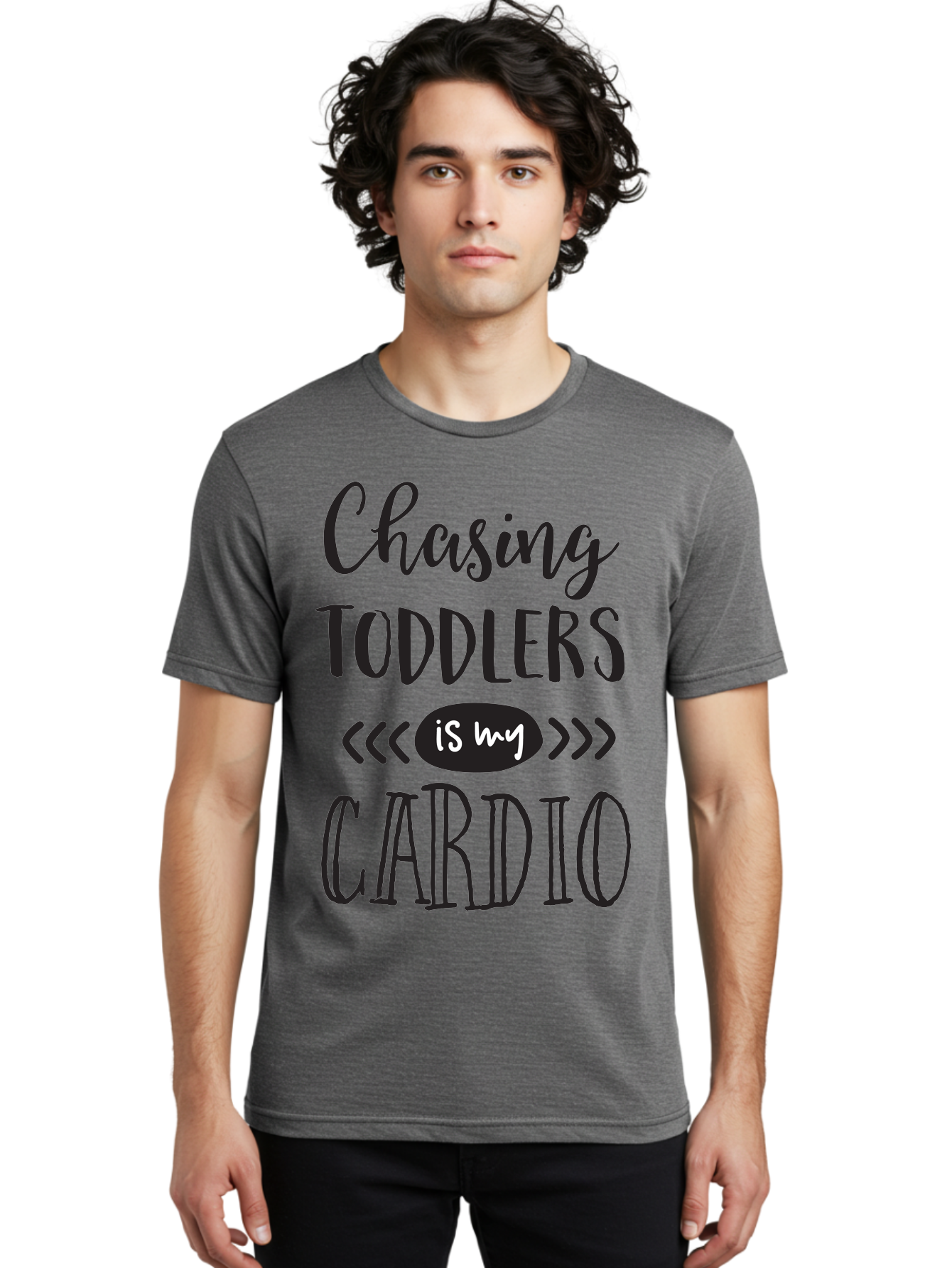 Chasing-Toddlers-Is-My-Cardio Men'S Graphic Tee, 100% Cotton, Comfortable Casual Summer Wear, Machine Washable, Funny Parenting Quote, Mom Life, Humor, Cardio Workout, Chasing Toddlers, Parenting Humor, Mom Jokes, Fitness, Active Parenting, Aac573
