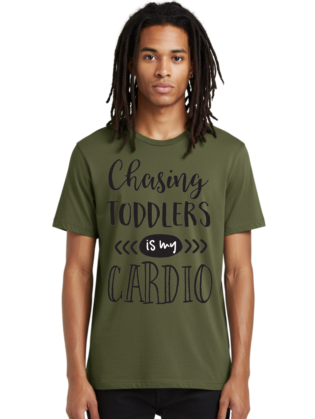 Chasing-Toddlers-Is-My-Cardio Men'S Graphic Tee, 100% Cotton, Comfortable Casual Summer Wear, Machine Washable, Funny Parenting Quote, Mom Life, Humor, Cardio Workout, Chasing Toddlers, Parenting Humor, Mom Jokes, Fitness, Active Parenting, Aac573