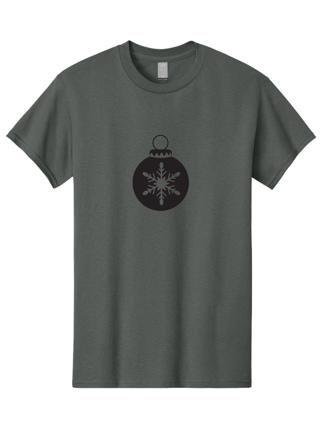 Christmas-Bauble Men'S Graphic Tee, 100% Cotton, Comfortable Casual Summer Wear, Machine Washable, Christmas Decoration, Festive Symbol, Snowflake Design, Holiday Ornament, Black And Green, Winter Wonderland Theme, Seasonal Graphic, Aac576