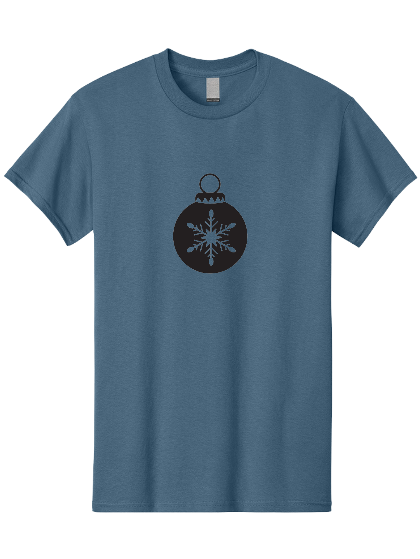 Christmas-Bauble Men'S Graphic Tee, 100% Cotton, Comfortable Casual Summer Wear, Machine Washable, Christmas Decoration, Festive Symbol, Snowflake Design, Holiday Ornament, Black And Green, Winter Wonderland Theme, Seasonal Graphic, Aac576