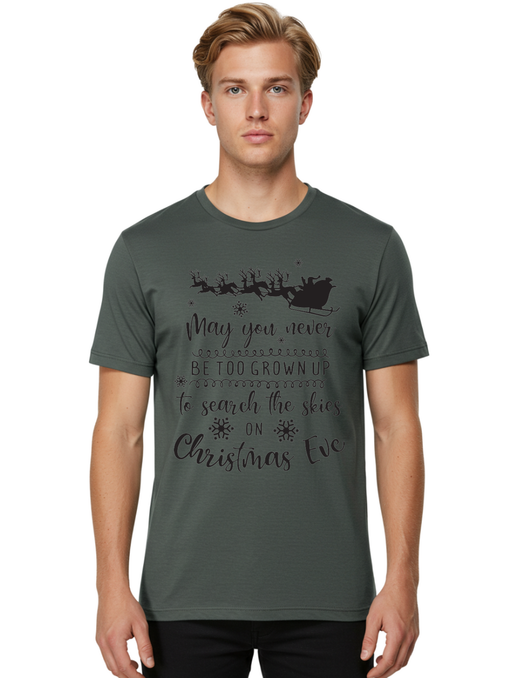 Christmas-Eve Men'S Graphic Tee, 100% Cotton, Comfortable Casual Summer Wear, Machine Washable, Christmas Eve Wish, Santa Claus, Sleigh Ride, Reindeer, Festive Quote, Holiday Magic, Winter Wonderland, Christmas Magic, Santa'S Sleigh Aac581