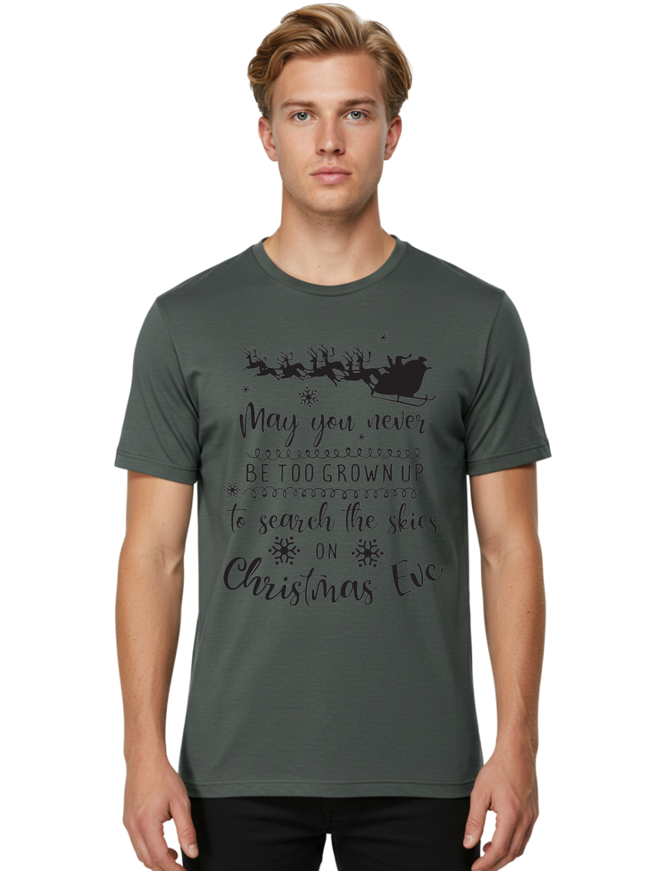Christmas-Eve Men'S Graphic Tee, 100% Cotton, Comfortable Casual Summer Wear, Machine Washable, Christmas Eve Wish, Santa Claus, Sleigh Ride, Reindeer, Festive Quote, Holiday Magic, Winter Wonderland, Christmas Magic, Santa'S Sleigh Aac581