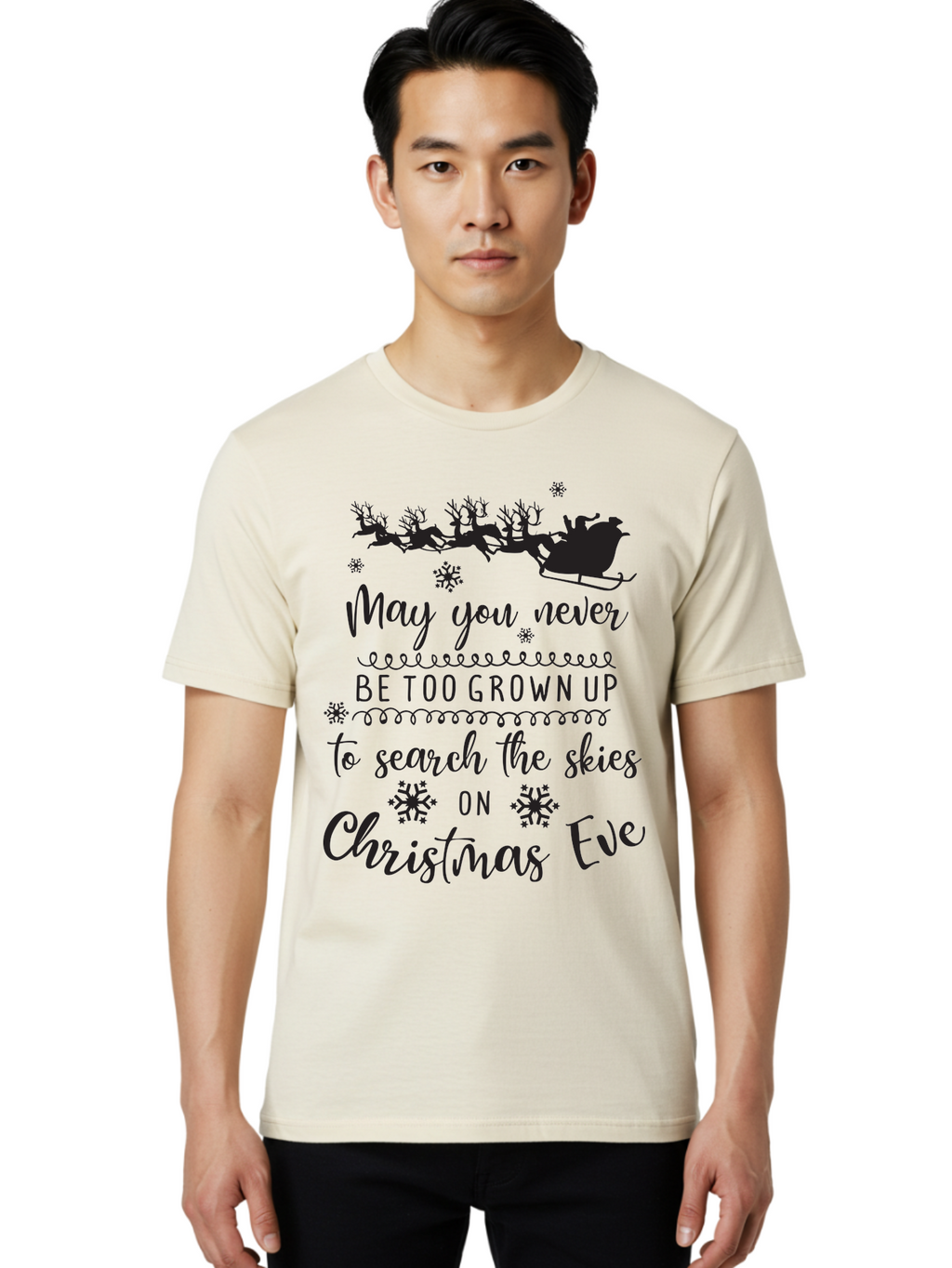 Christmas-Eve Men'S Graphic Tee, 100% Cotton, Comfortable Casual Summer Wear, Machine Washable, Christmas Eve Wish, Santa Claus, Sleigh Ride, Reindeer, Festive Quote, Holiday Magic, Winter Wonderland, Christmas Magic, Santa'S Sleigh Aac581