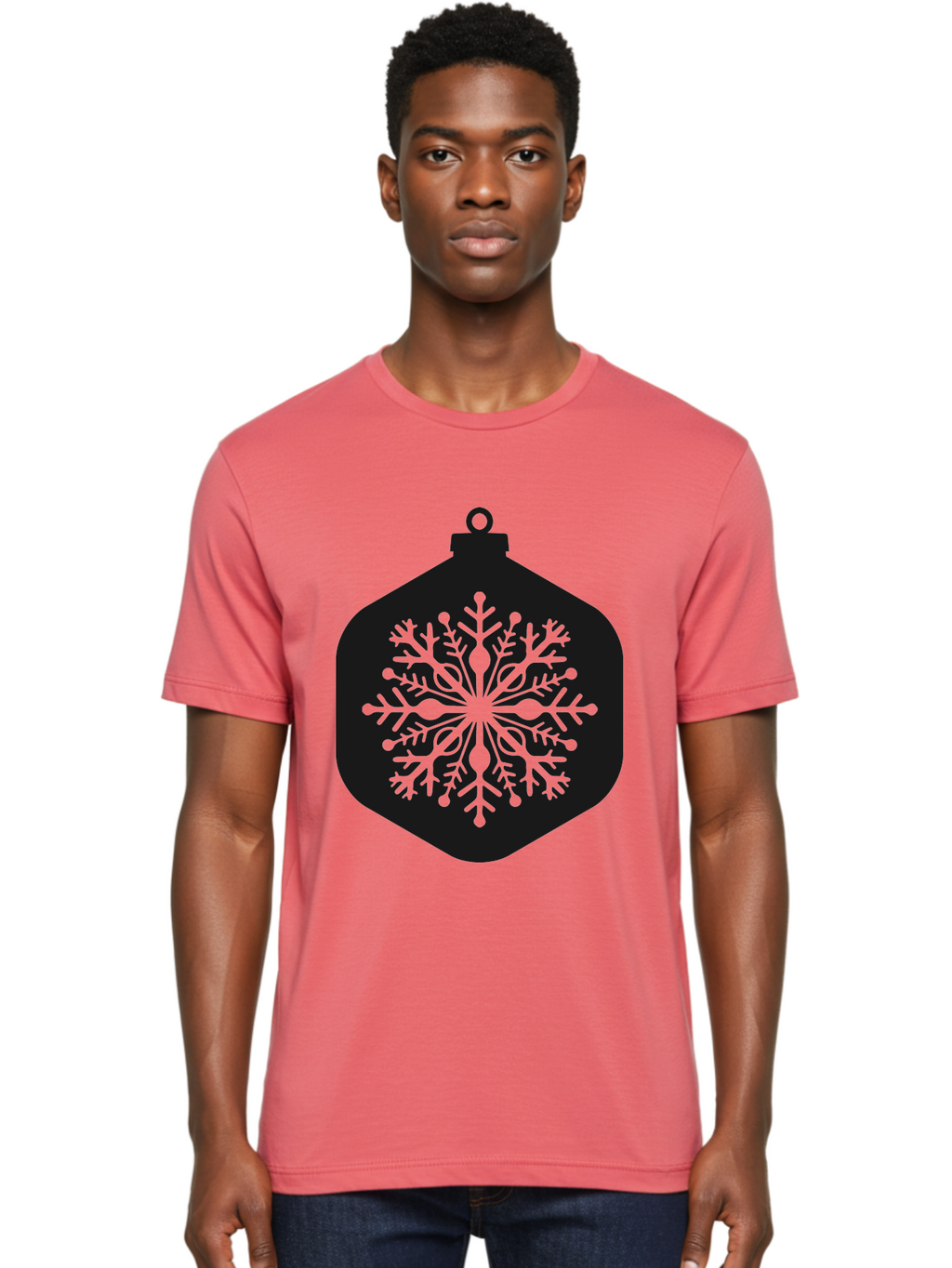 Christmas-Ornament-Snowflake Men'S Graphic Tee, 100% Cotton, Comfortable Casual Summer Wear, Machine Washable, Christmas Ornament, Snowflake Design, Festive Decor, Holiday Symbol, Winter Wonderland, Seasonal Charm, Elegant Pattern, Aac583