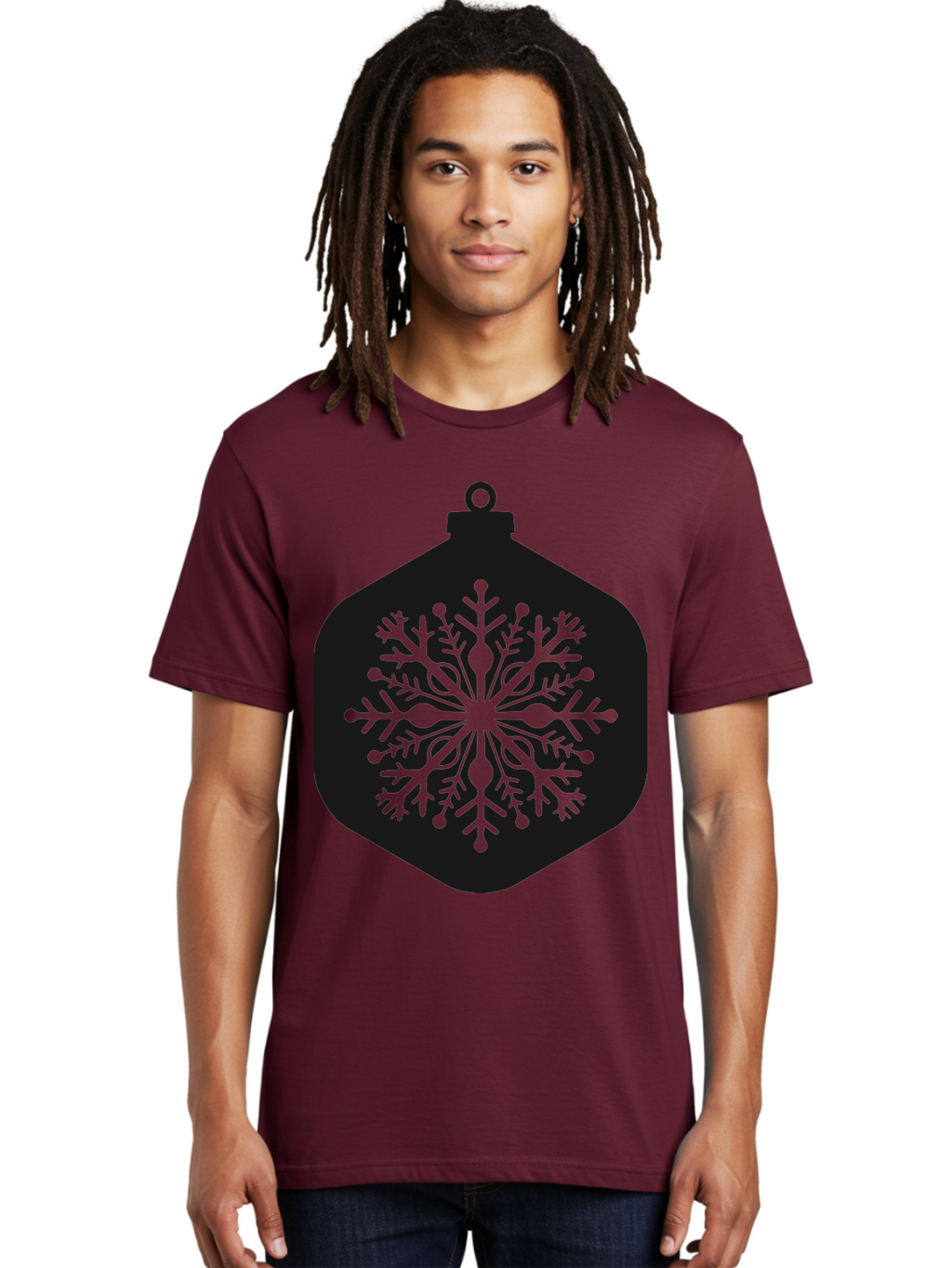 Christmas-Ornament-Snowflake Men'S Graphic Tee, 100% Cotton, Comfortable Casual Summer Wear, Machine Washable, Christmas Ornament, Snowflake Design, Festive Decor, Holiday Symbol, Winter Wonderland, Seasonal Charm, Elegant Pattern, Aac583