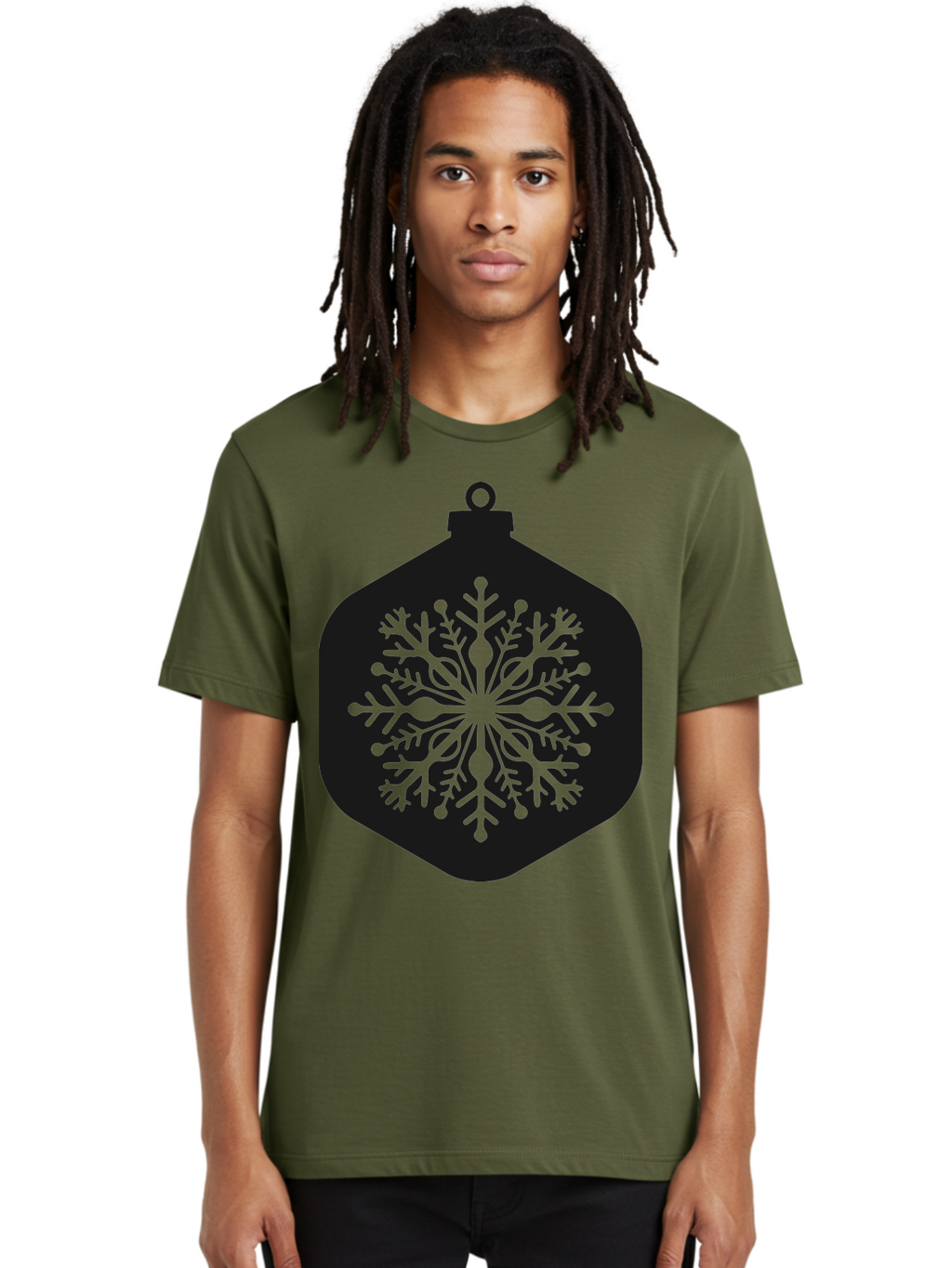 Christmas-Ornament-Snowflake Men'S Graphic Tee, 100% Cotton, Comfortable Casual Summer Wear, Machine Washable, Christmas Ornament, Snowflake Design, Festive Decor, Holiday Symbol, Winter Wonderland, Seasonal Charm, Elegant Pattern, Aac583