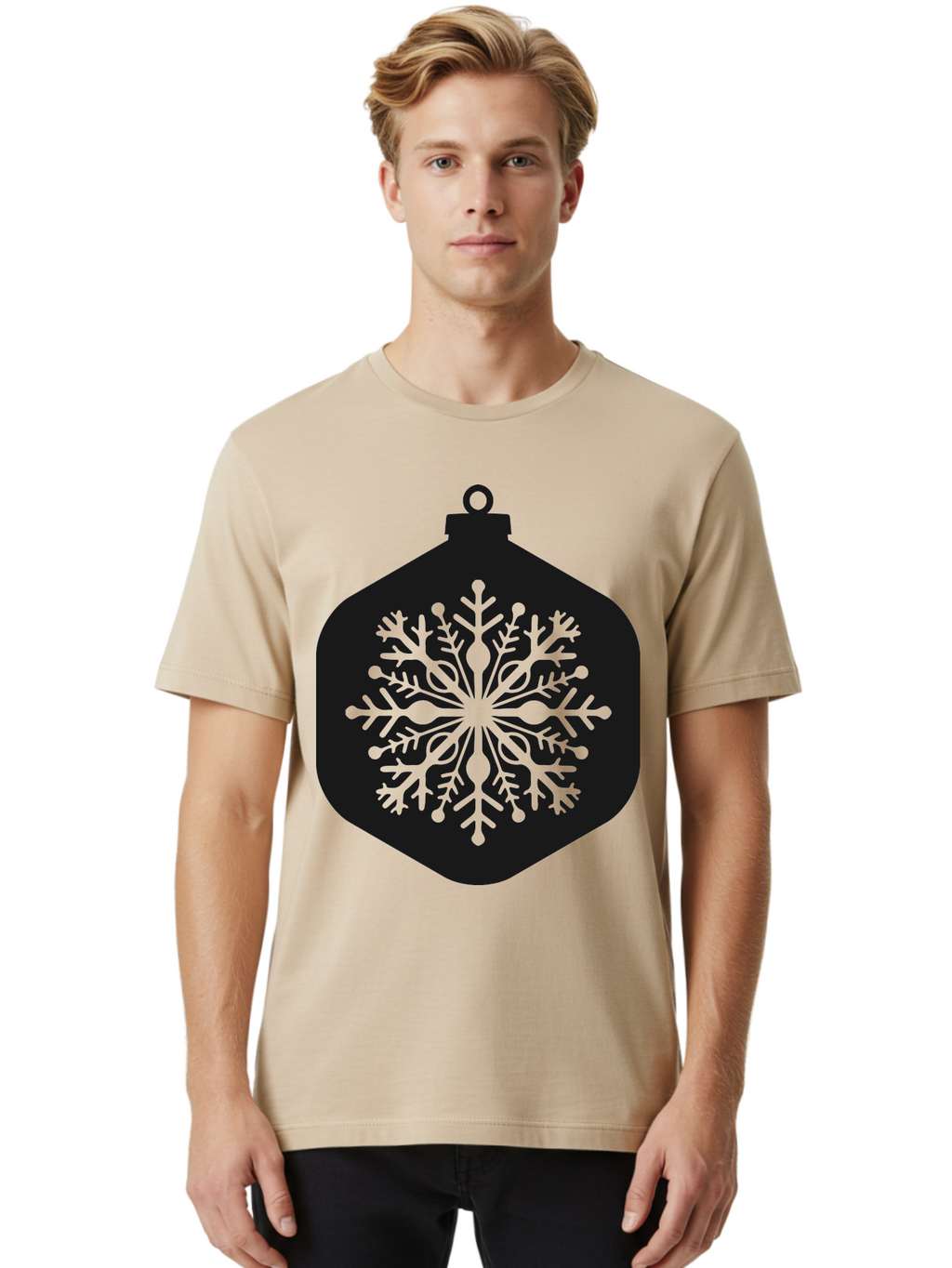 Christmas-Ornament-Snowflake Men'S Graphic Tee, 100% Cotton, Comfortable Casual Summer Wear, Machine Washable, Christmas Ornament, Snowflake Design, Festive Decor, Holiday Symbol, Winter Wonderland, Seasonal Charm, Elegant Pattern, Aac583