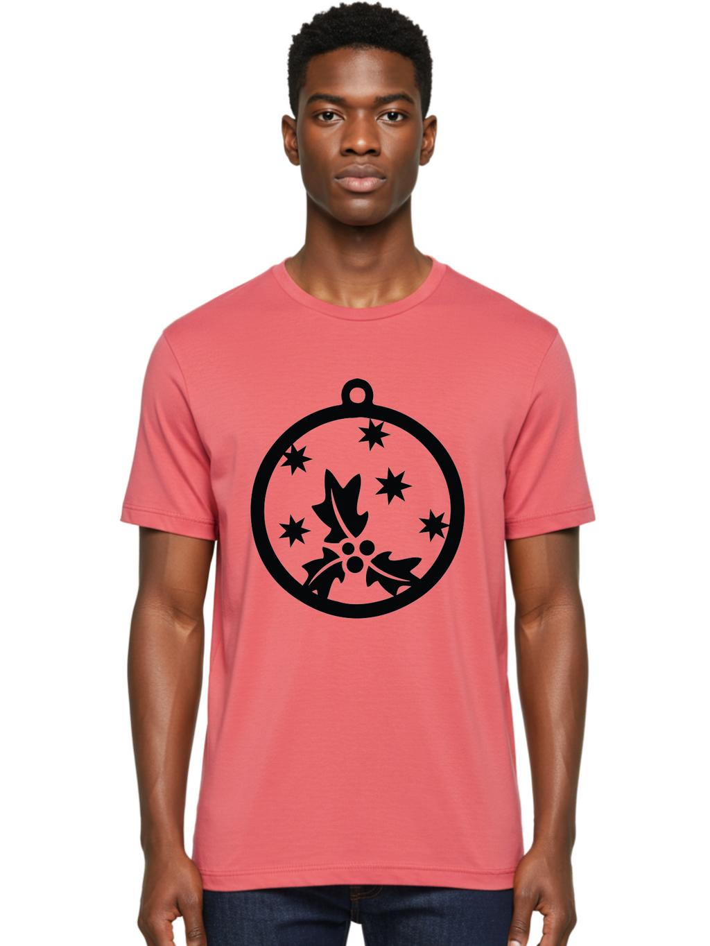 Christmas-Ornament Men'S Graphic Tee, 100% Cotton, Comfortable Casual Summer Wear, Machine Washable, Christmas Bauble, Holly Decoration, Festive Stars, Holiday Ornament, Seasonal Design, Winter Decor, Christmas Symbol Aac584