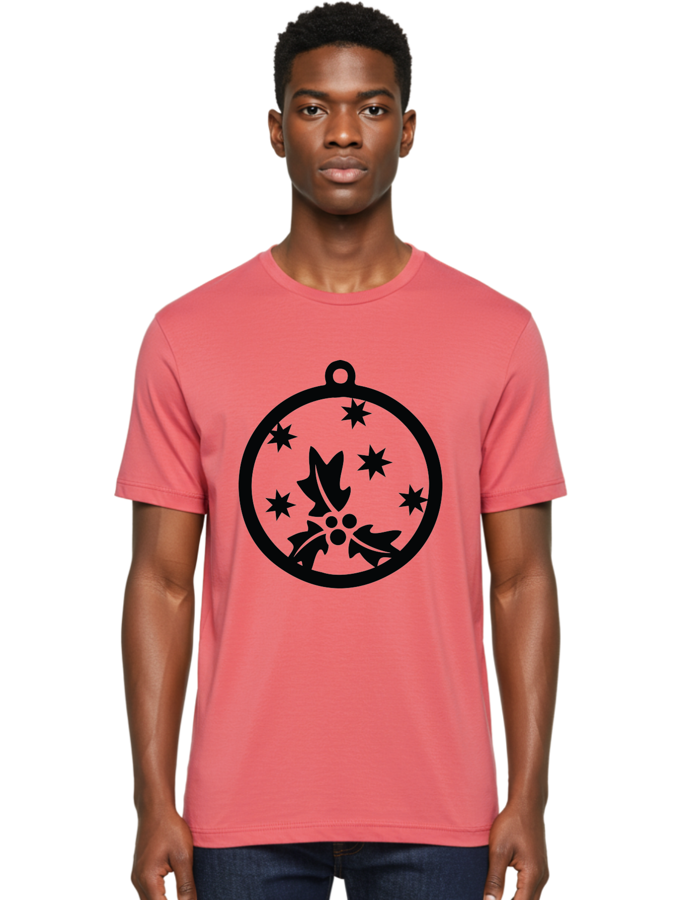 Christmas-Ornament Men'S Graphic Tee, 100% Cotton, Comfortable Casual Summer Wear, Machine Washable, Christmas Bauble, Holly Decoration, Festive Stars, Holiday Ornament, Seasonal Design, Winter Decor, Christmas Symbol Aac584
