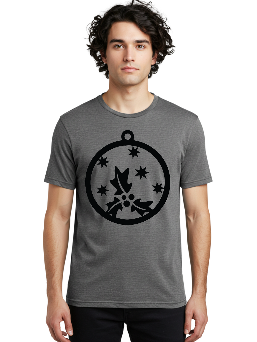 Christmas-Ornament Men'S Graphic Tee, 100% Cotton, Comfortable Casual Summer Wear, Machine Washable, Christmas Bauble, Holly Decoration, Festive Stars, Holiday Ornament, Seasonal Design, Winter Decor, Christmas Symbol Aac584