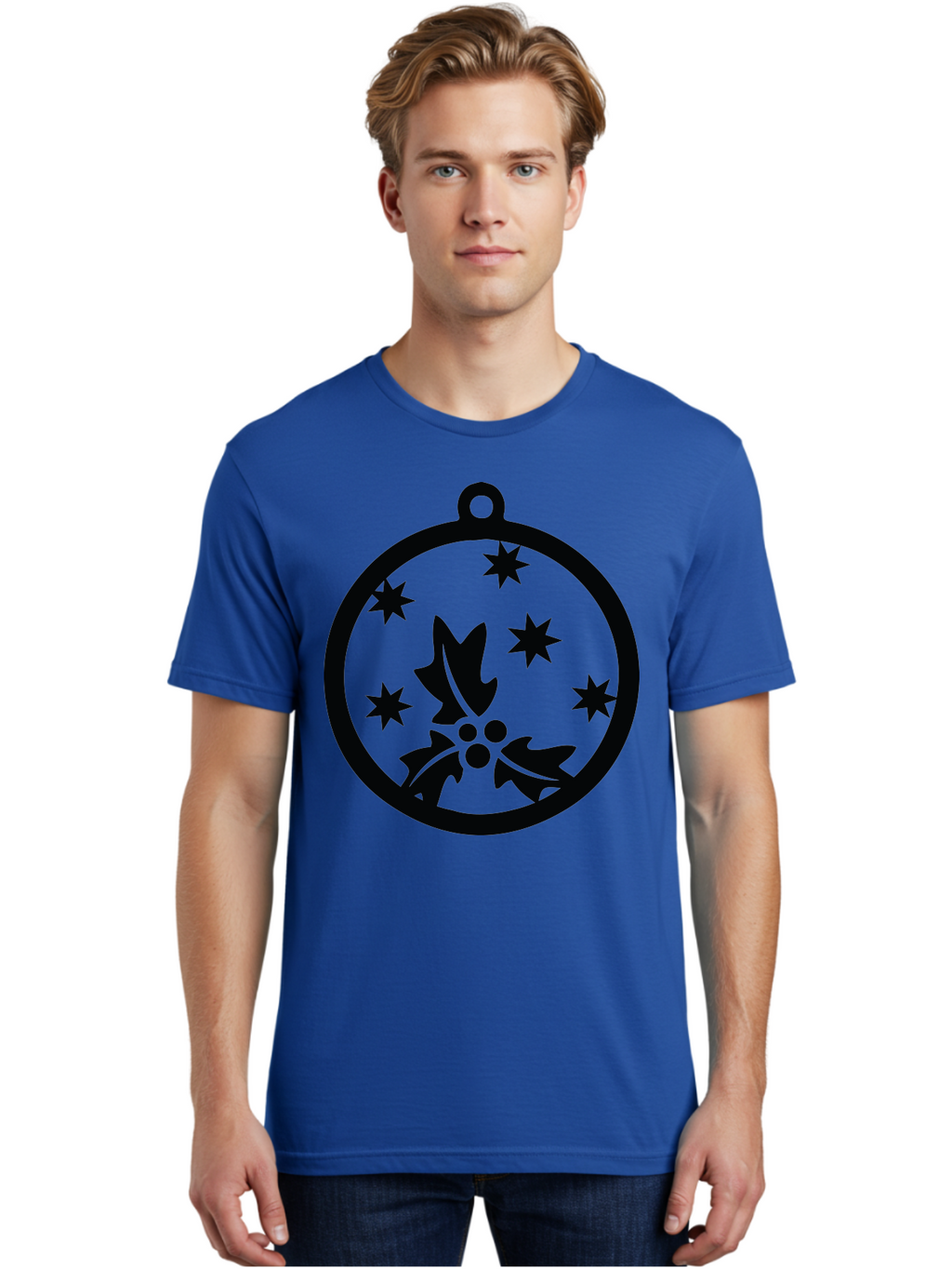 Christmas-Ornament Men'S Graphic Tee, 100% Cotton, Comfortable Casual Summer Wear, Machine Washable, Christmas Bauble, Holly Decoration, Festive Stars, Holiday Ornament, Seasonal Design, Winter Decor, Christmas Symbol Aac584