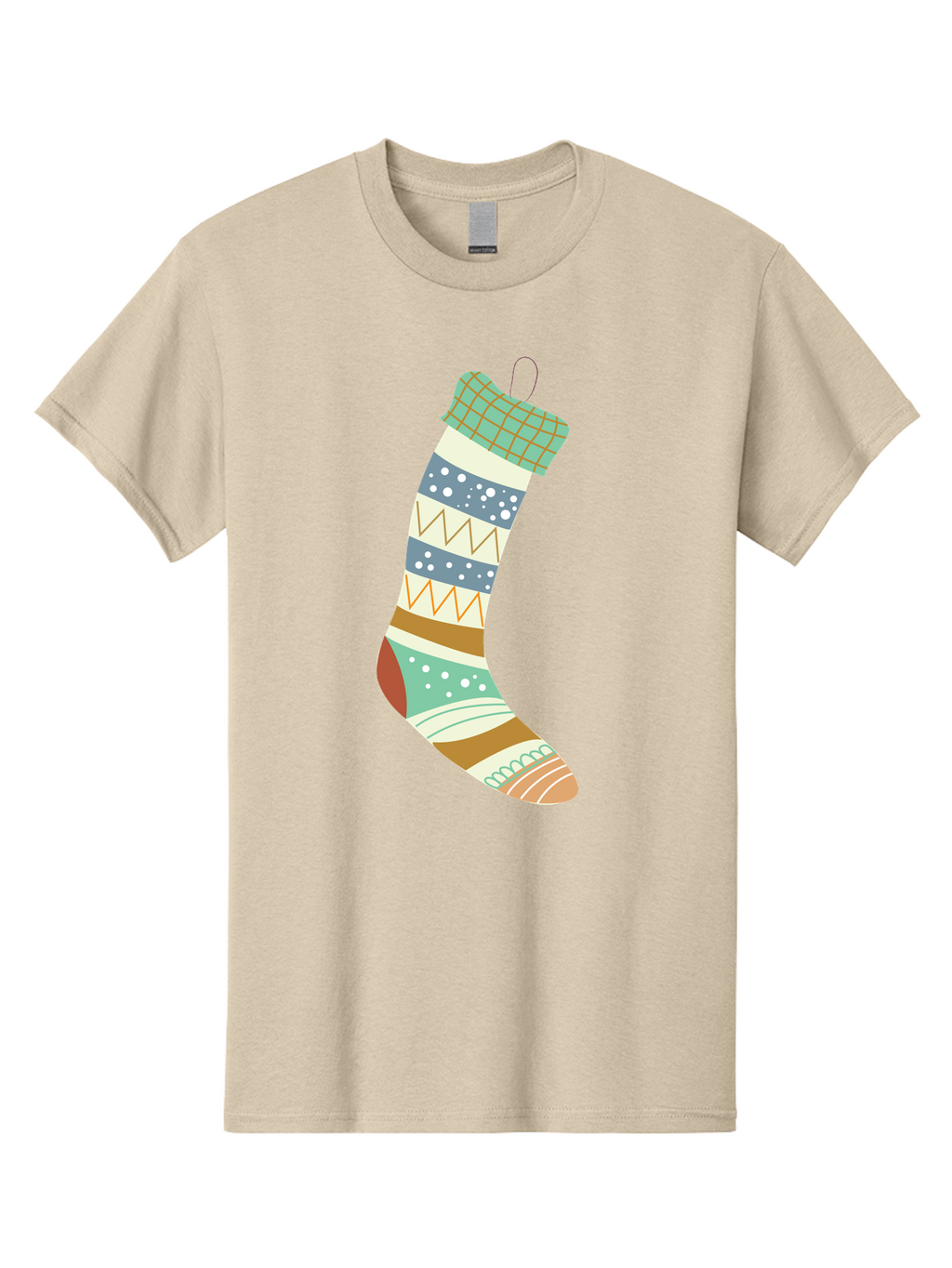 Christmas-Stocking Men'S Graphic Tee, 100% Cotton, Comfortable Casual Summer Wear, Machine Washable, Christmas Stocking, Holiday Decor, Festive Patterns, Stripes, Polka Dots, Chevron Design, Hanging Ornament, Seasonal Decoration, Aac587