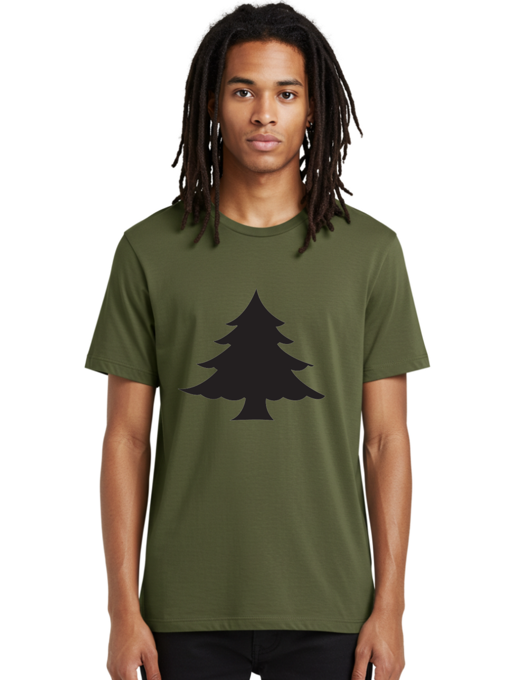 Christmas-Tree-2 Men'S Graphic Tee, 100% Cotton, Comfortable Casual Summer Wear, Machine Washable, Evergreen Tree, Pine Tree Silhouette, Simple Graphics, Minimalist Design, Nature Icon, Outdoor Symbol, Forest Representation, Tree Illustration Aac589