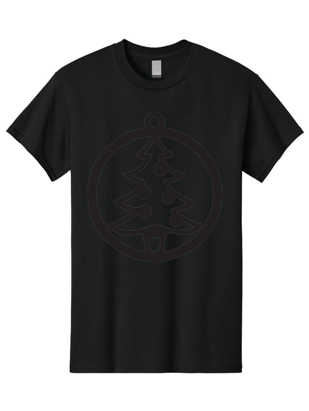 Christmas-Tree-Ornament-2 Men'S Graphic Tee, 100% Cotton, Comfortable Casual Summer Wear, Machine Washable, Christmas Tree, Holiday Decoration, Festive Symbol, Ornament Design, Black Silhouette, Simple Shape, Bauble, Christmas Theme, Aac591