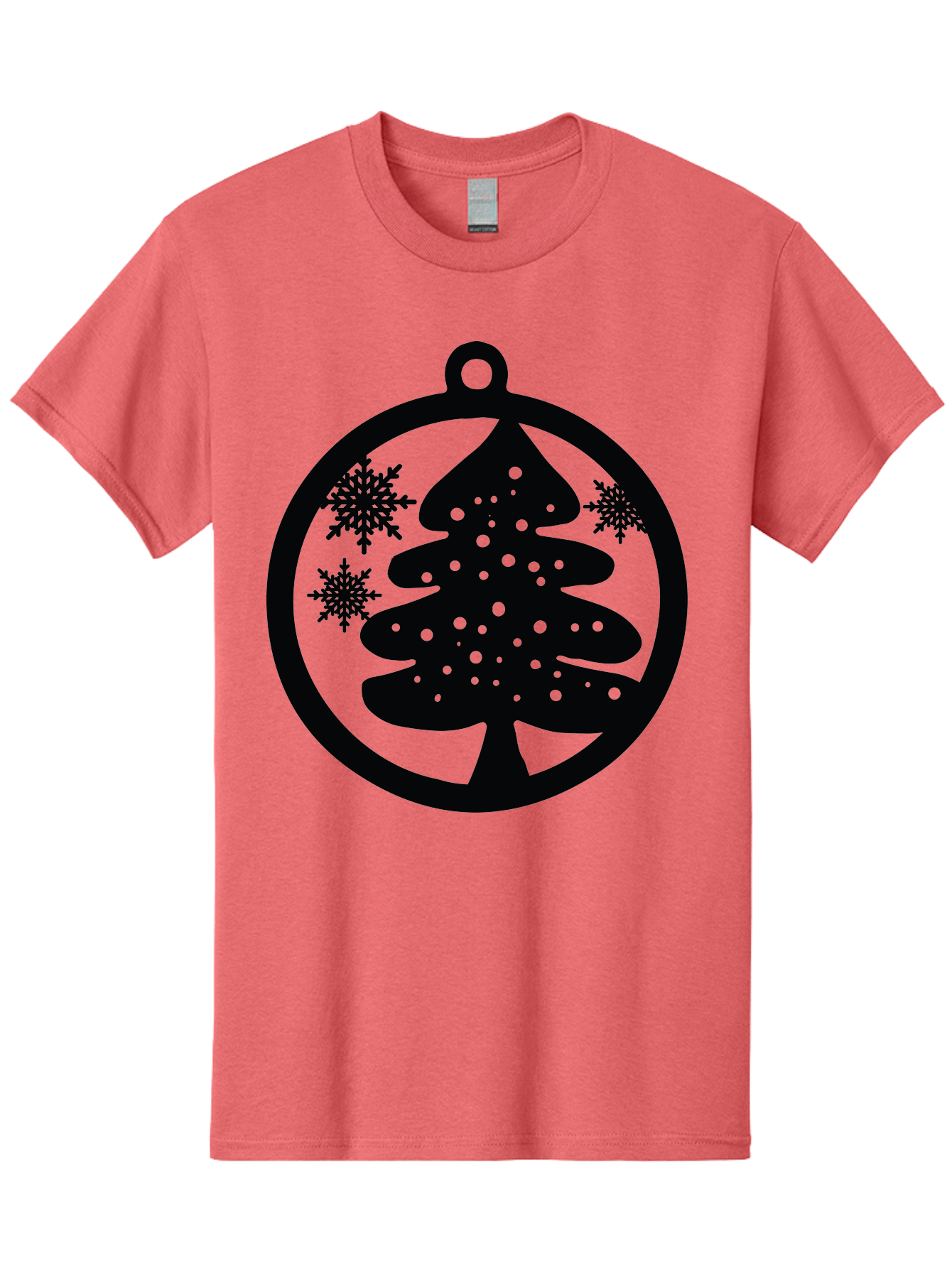 Christmas-Tree-Ornament Men'S Graphic Tee, 100% Cotton, Comfortable Casual Summer Wear, Machine Washable, Christmas Tree Silhouette, Snowflakes, Holiday Decoration, Festive Design, Winter Wonderland, Christmas Ornament, Bauble, Tree Bauble, Aac592