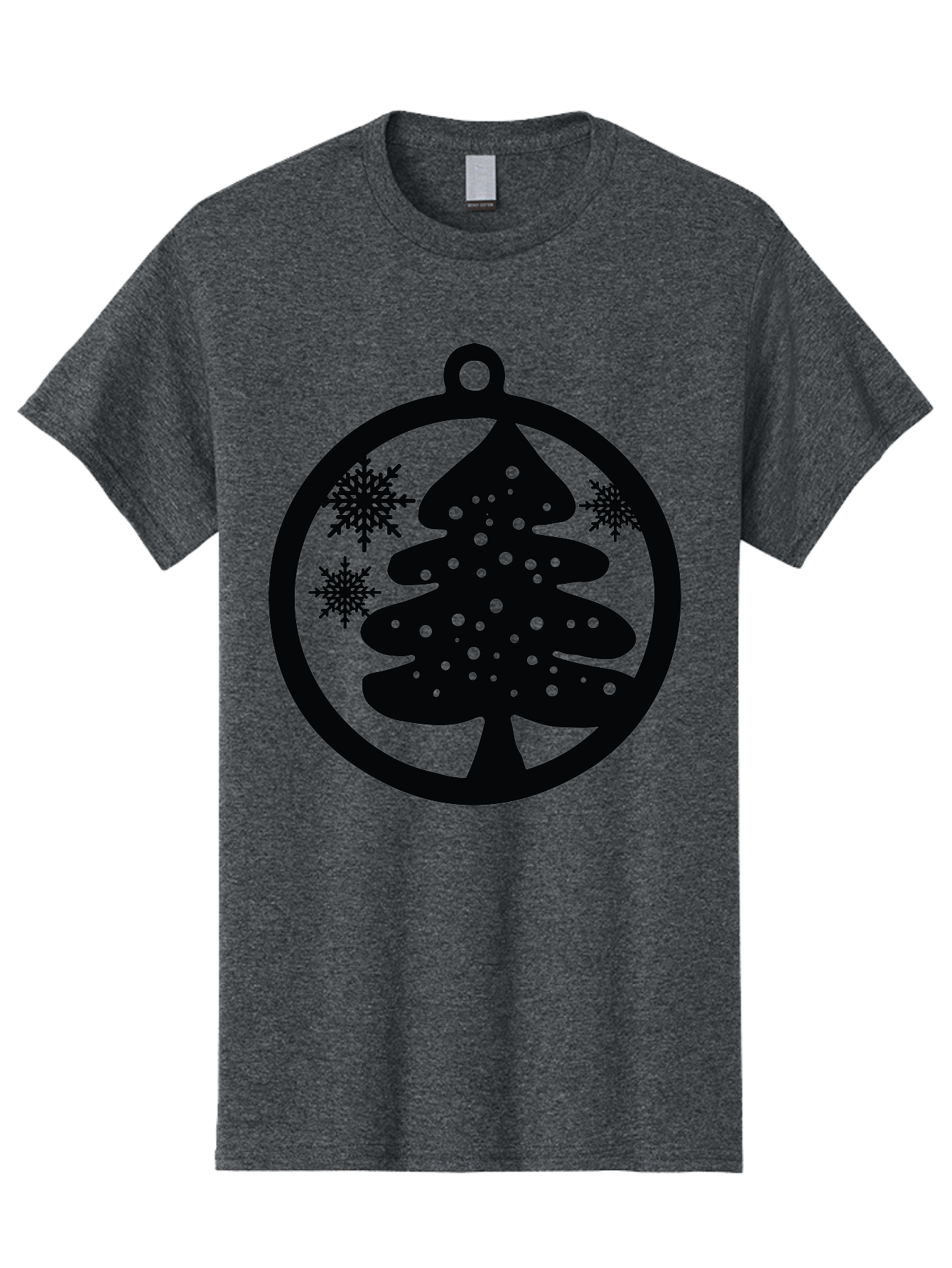 Christmas-Tree-Ornament Men'S Graphic Tee, 100% Cotton, Comfortable Casual Summer Wear, Machine Washable, Christmas Tree Silhouette, Snowflakes, Holiday Decoration, Festive Design, Winter Wonderland, Christmas Ornament, Bauble, Tree Bauble, Aac592