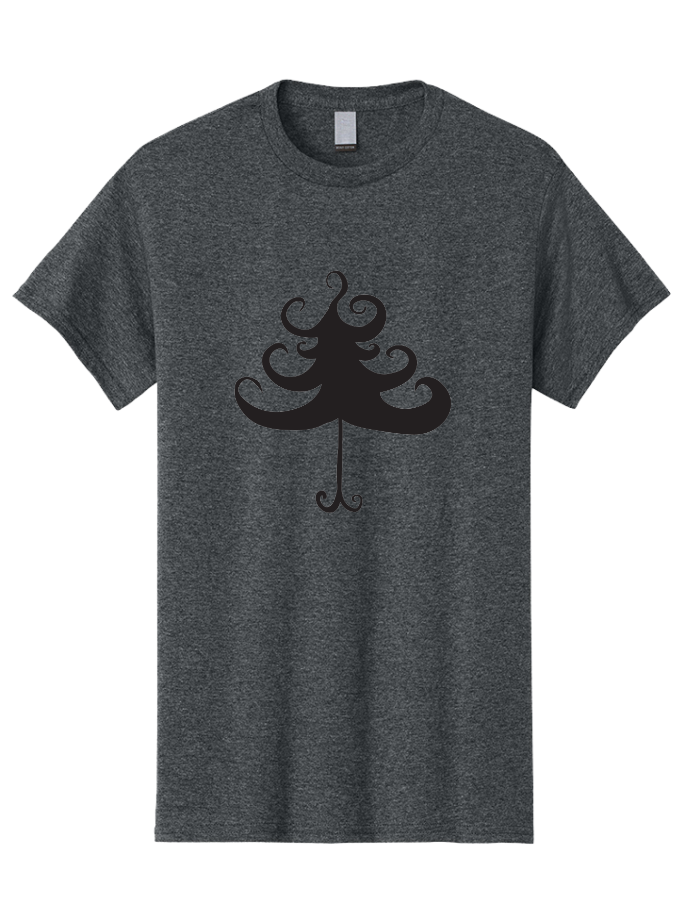 Christmas-Tree-Silhouette Men'S Graphic Tee, 100% Cotton, Comfortable Casual Summer Wear, Machine Washable, Christmas Tree Silhouette, Decorative Christmas Tree, Festive Holiday Symbol, Swirly Christmas Tree Design, Aac593