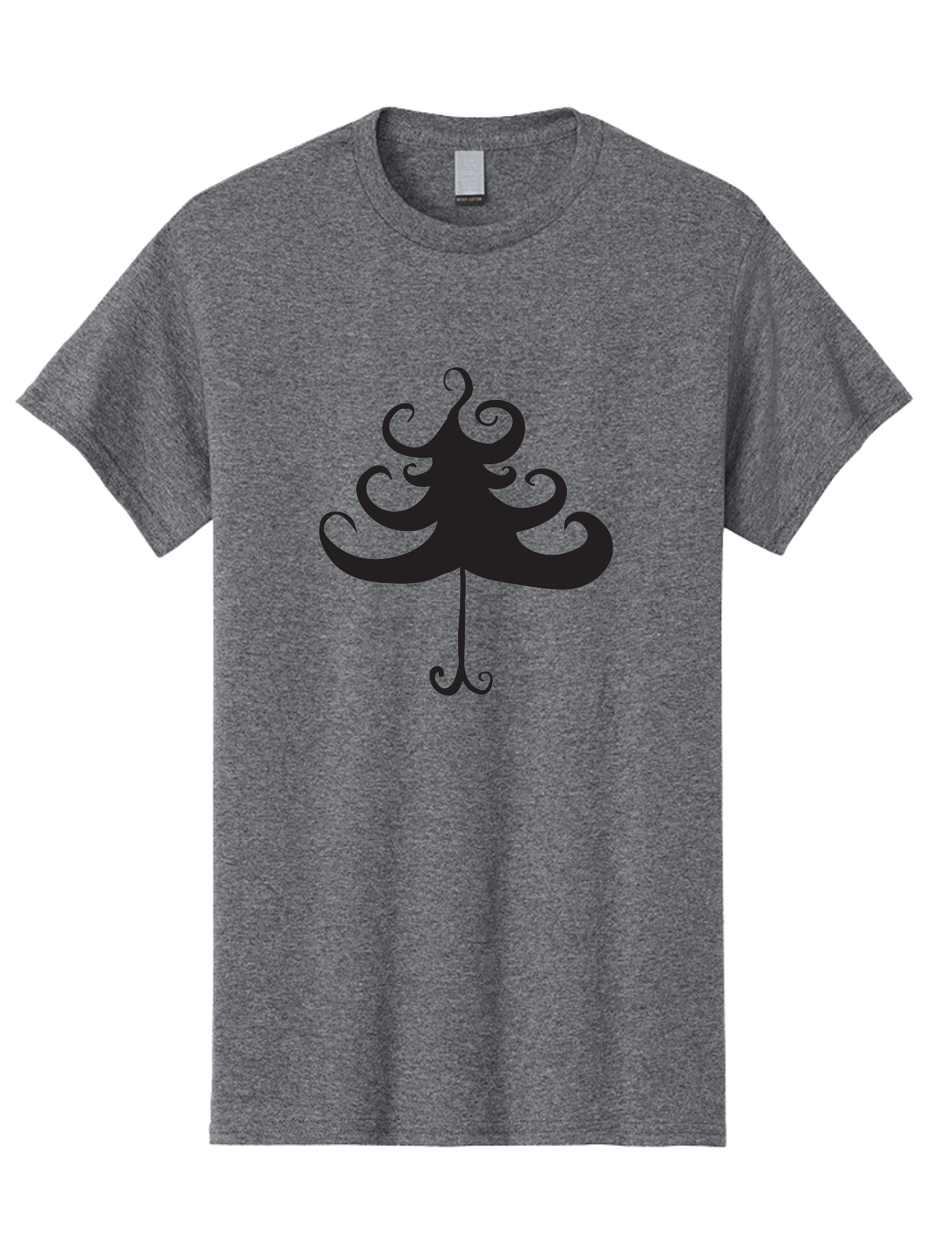 Christmas-Tree-Silhouette Men'S Graphic Tee, 100% Cotton, Comfortable Casual Summer Wear, Machine Washable, Christmas Tree Silhouette, Decorative Christmas Tree, Festive Holiday Symbol, Swirly Christmas Tree Design, Aac593