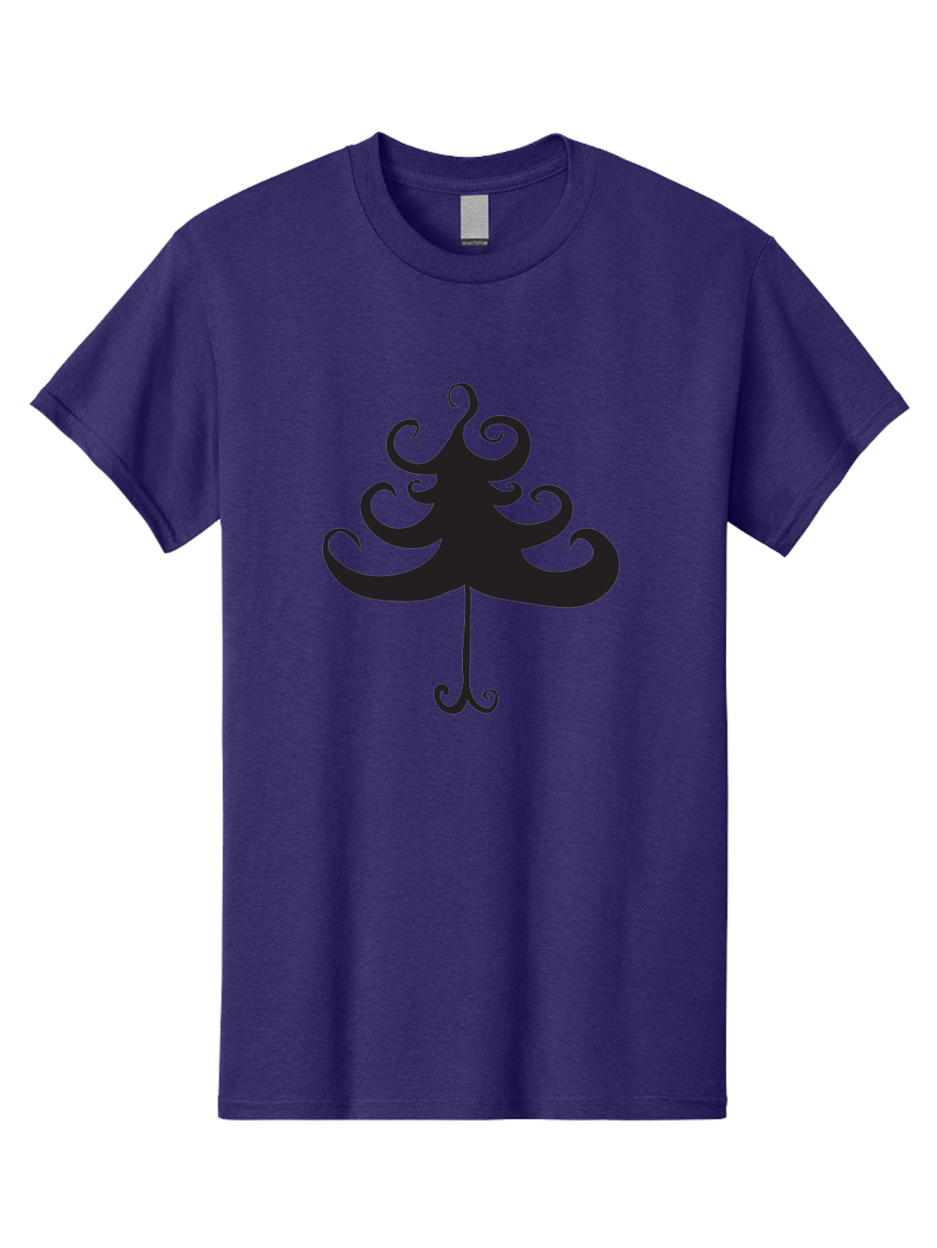 Christmas-Tree-Silhouette Men'S Graphic Tee, 100% Cotton, Comfortable Casual Summer Wear, Machine Washable, Christmas Tree Silhouette, Decorative Christmas Tree, Festive Holiday Symbol, Swirly Christmas Tree Design, Aac593