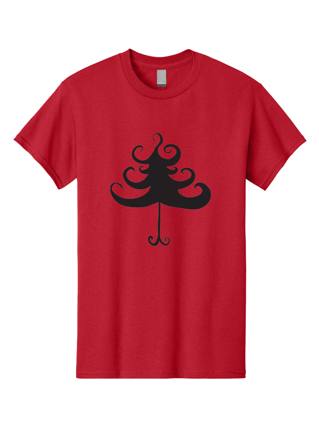 Christmas-Tree-Silhouette Men'S Graphic Tee, 100% Cotton, Comfortable Casual Summer Wear, Machine Washable, Christmas Tree Silhouette, Decorative Christmas Tree, Festive Holiday Symbol, Swirly Christmas Tree Design, Aac593