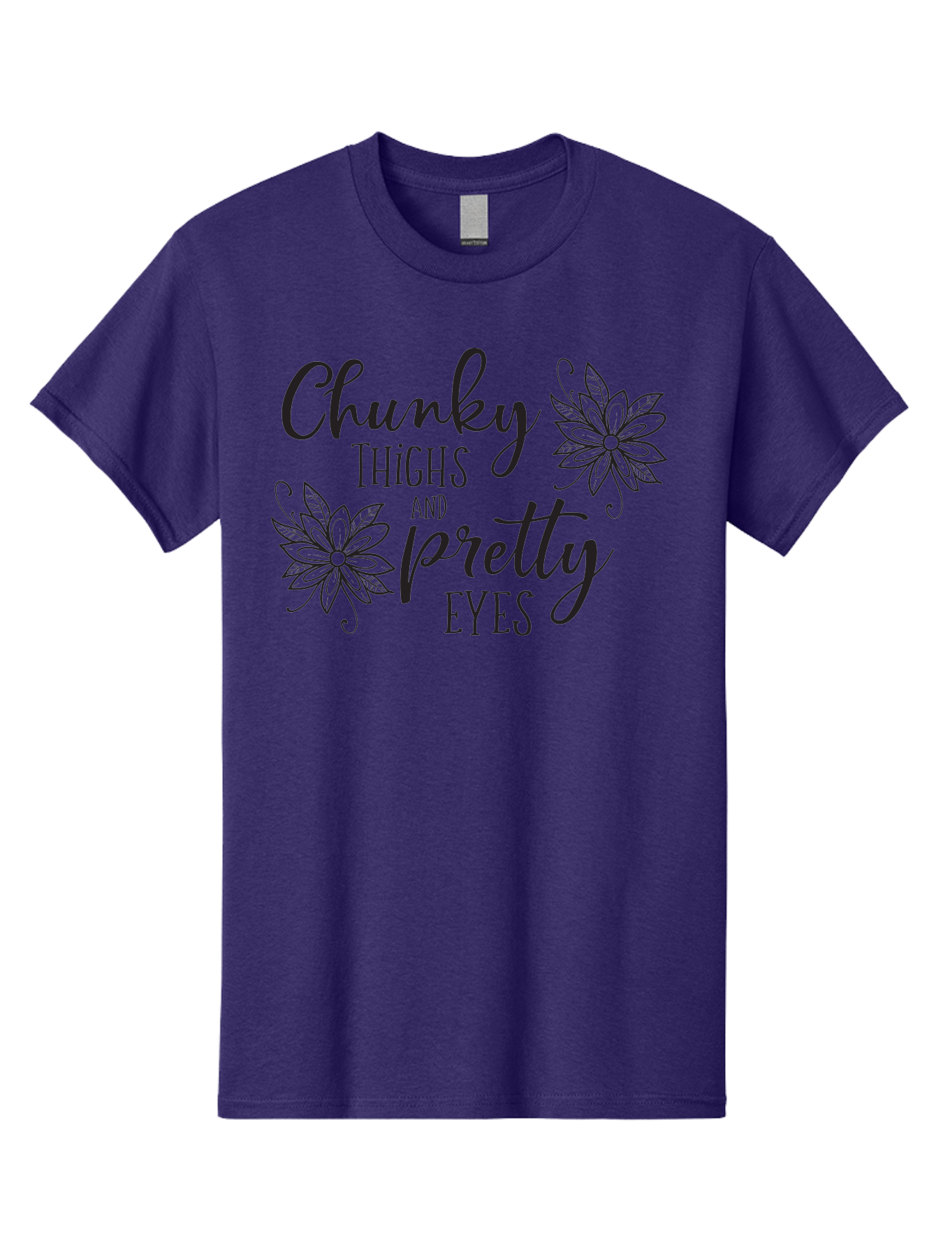 Chunky-Thighs-And-Pretty-Eyes Men'S Graphic Tee, 100% Cotton, Comfortable Casual Summer Wear, Machine Washable, Positive Affirmation, Body Positivity, Self Love, Empowerment, Quote, Inspirational Quote, Motivational Quote, Black Text, Aac595