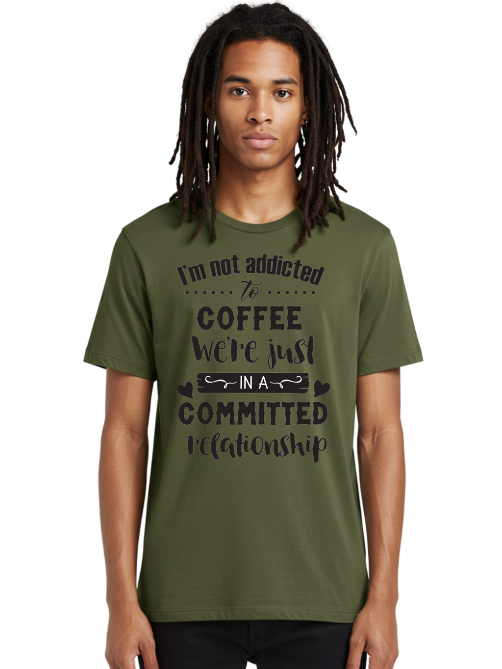 Coffee-Commitment Men'S Graphic Tee, 100% Cotton, Comfortable Casual Summer Wear, Machine Washable, Love For Coffee, Coffee Addiction, Committed Relationship, Coffee Humor, Funny Quote, Coffee Lover, Coffee Quote, Coffee Obsession, Aac599