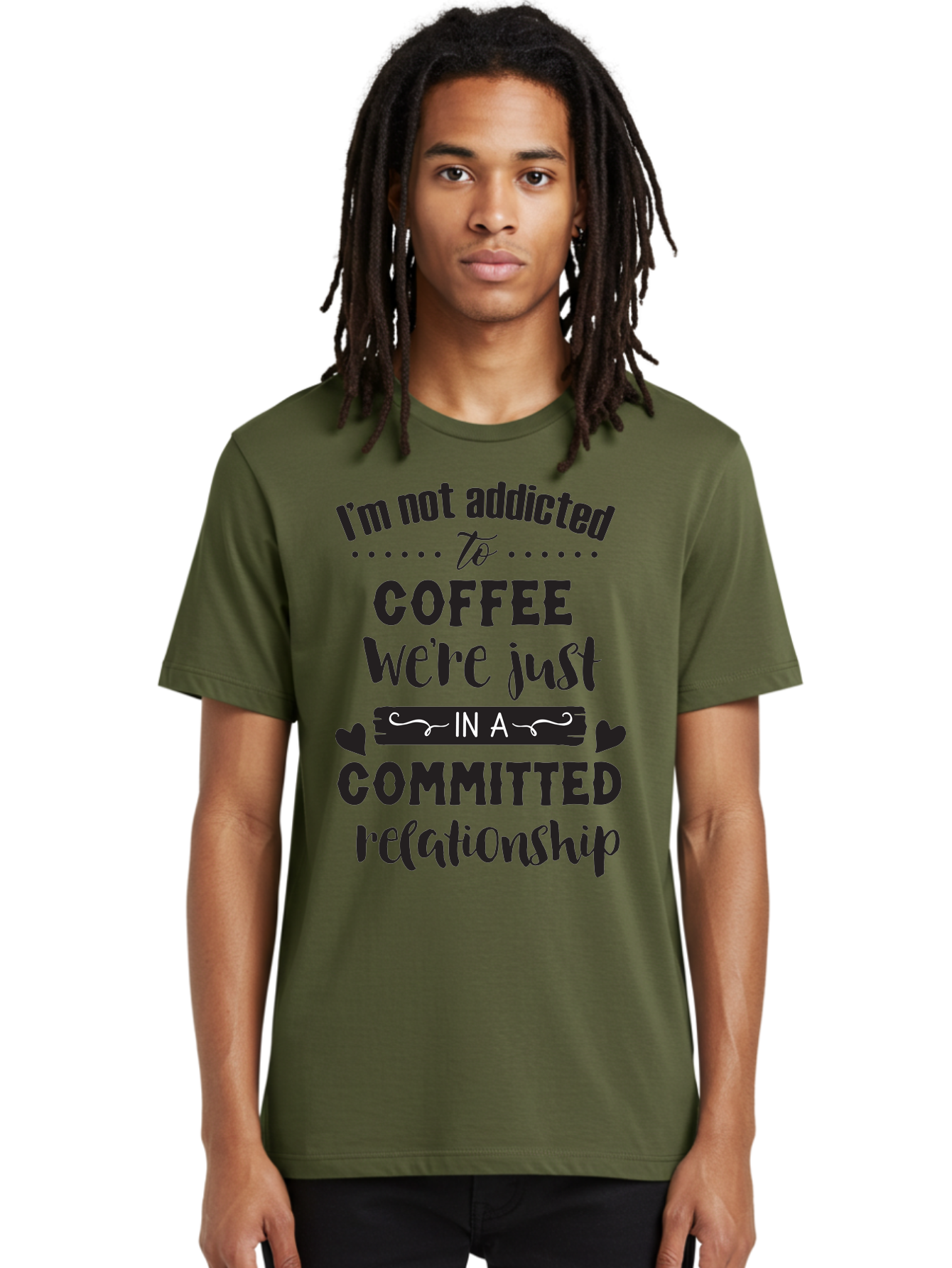 Coffee-Commitment Men'S Graphic Tee, 100% Cotton, Comfortable Casual Summer Wear, Machine Washable, Love For Coffee, Coffee Addiction, Committed Relationship, Coffee Humor, Funny Quote, Coffee Lover, Coffee Quote, Coffee Obsession, Aac599