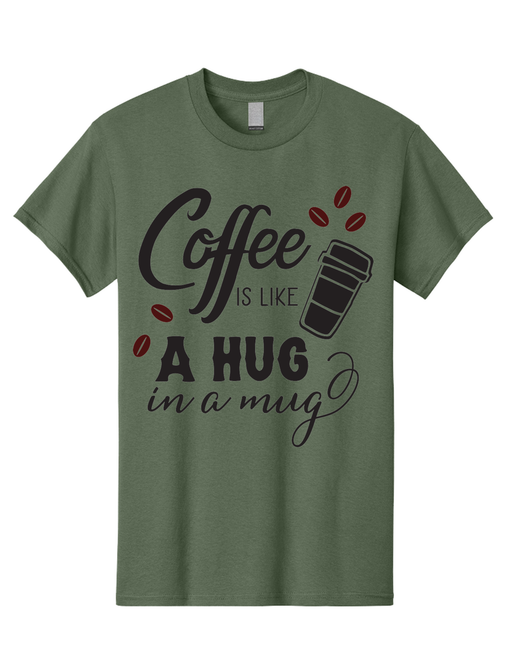 Coffee-Is-Like-A-Hug-In-A-Mug Men'S Graphic Tee, 100% Cotton, Comfortable Casual Summer Wear, Machine Washable, Coffee Quote, Coffee Love, Coffee Lover, Coffee In A Mug, Coffee Is Life, Coffee Is Like A Hug Aac602