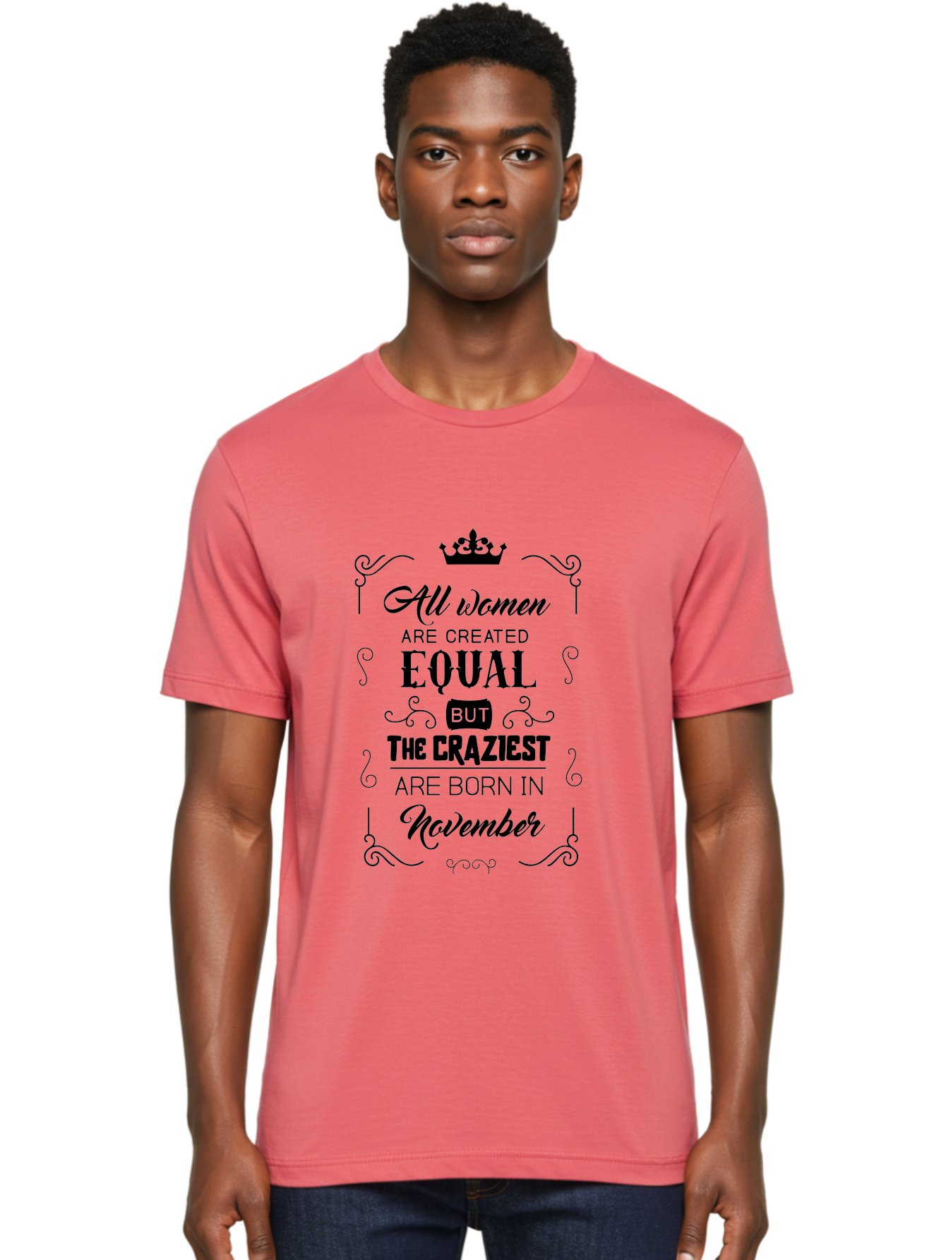 Craziest-Born-In-November Men'S Graphic Tee, 100% Cotton, Comfortable Casual Summer Wear, Machine Washable, Inspirational Quotes, Motivational Phrases, Strong Women, November Birthdays, Female Empowerment, Confidence Boosters, Sassy Sayings, Aac610