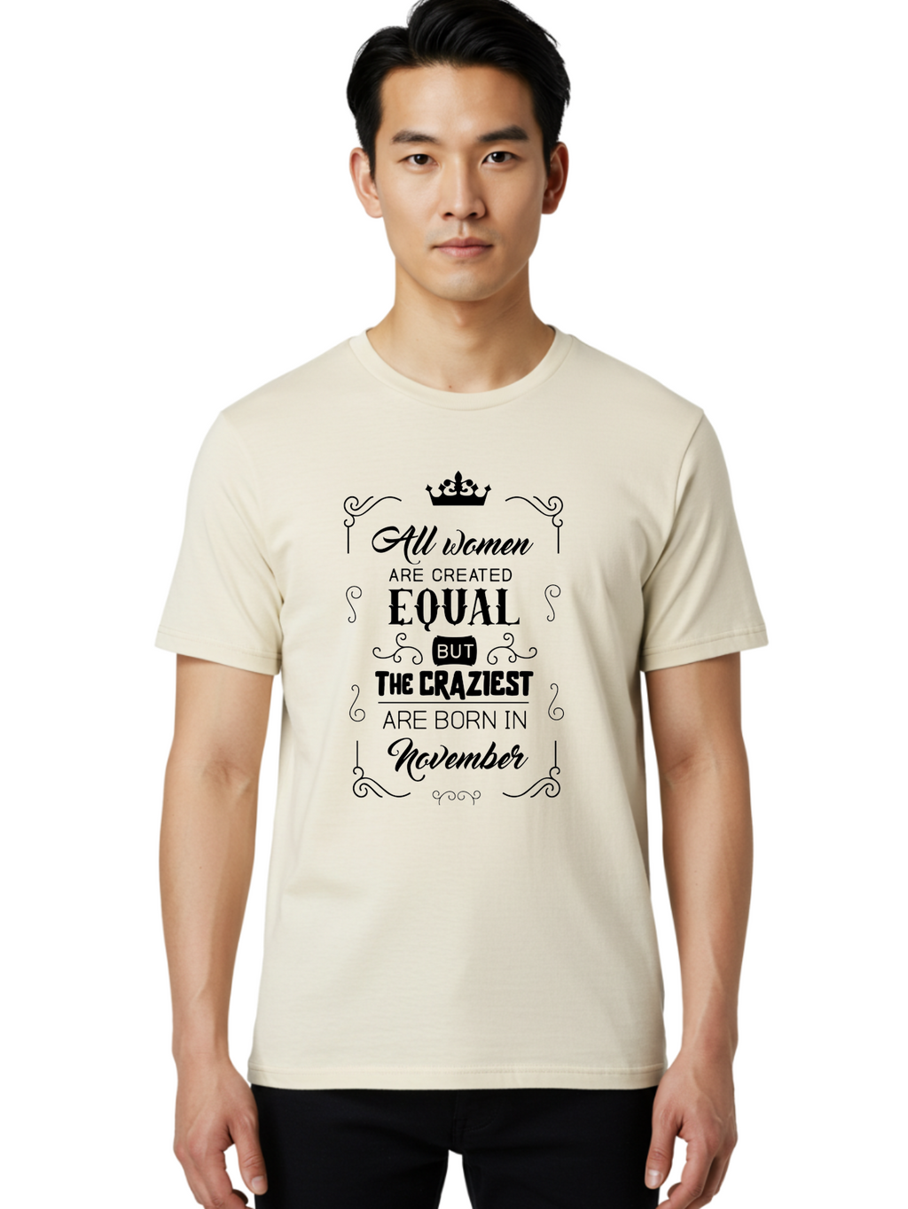 Craziest-Born-In-November Men'S Graphic Tee, 100% Cotton, Comfortable Casual Summer Wear, Machine Washable, Inspirational Quotes, Motivational Phrases, Strong Women, November Birthdays, Female Empowerment, Confidence Boosters, Sassy Sayings, Aac610