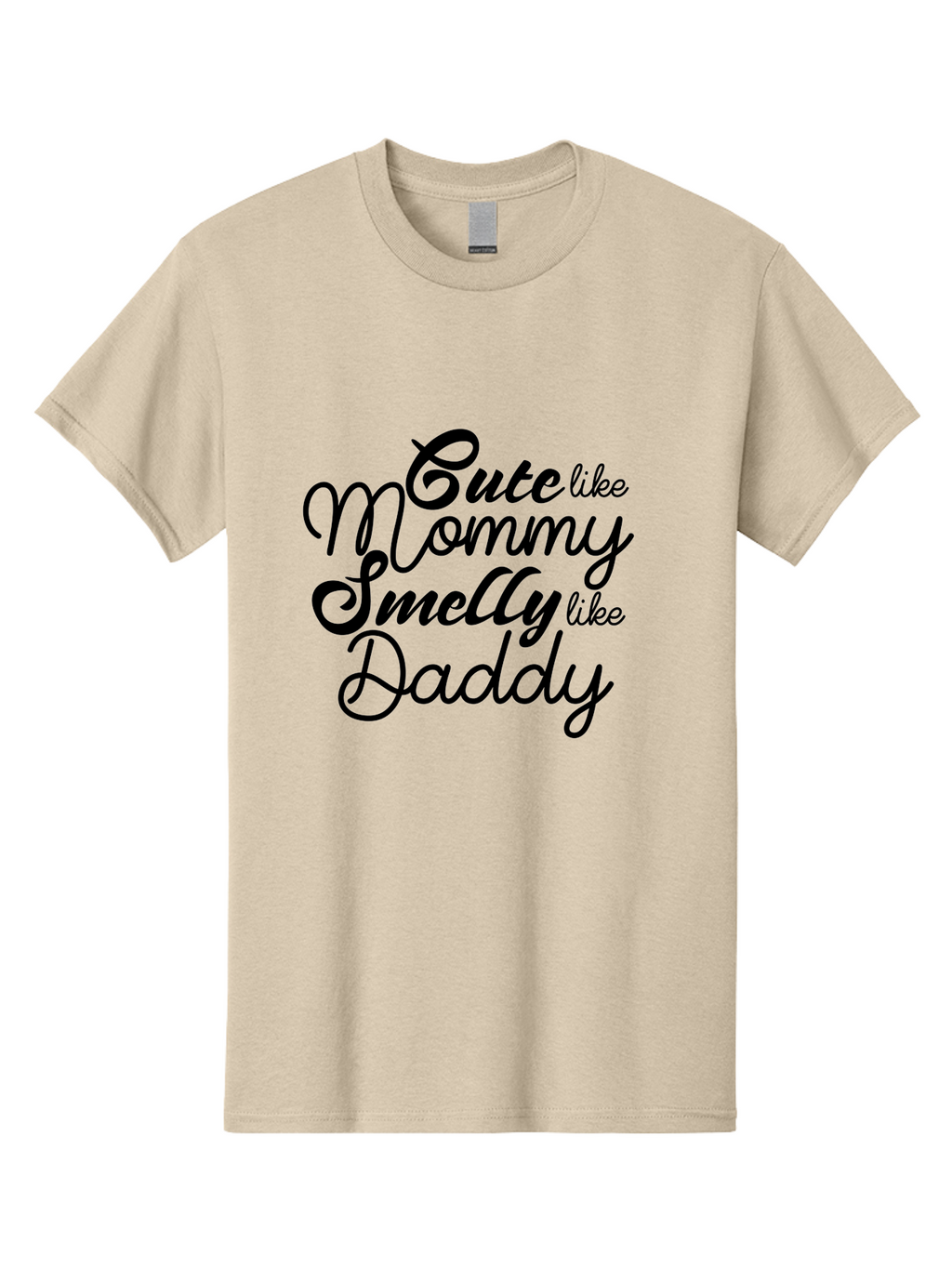 Cute-Like-Mommy-Smelly-Like-Daddy Men'S Graphic Tee, 100% Cotton, Comfortable Casual Summer Wear, Machine Washable, Funny Quotes, Baby Humor, Mommy Daddy Quote, Cute Baby Saying, Humorous Design, Playful Typography, Funny Baby Graphics, Aac619