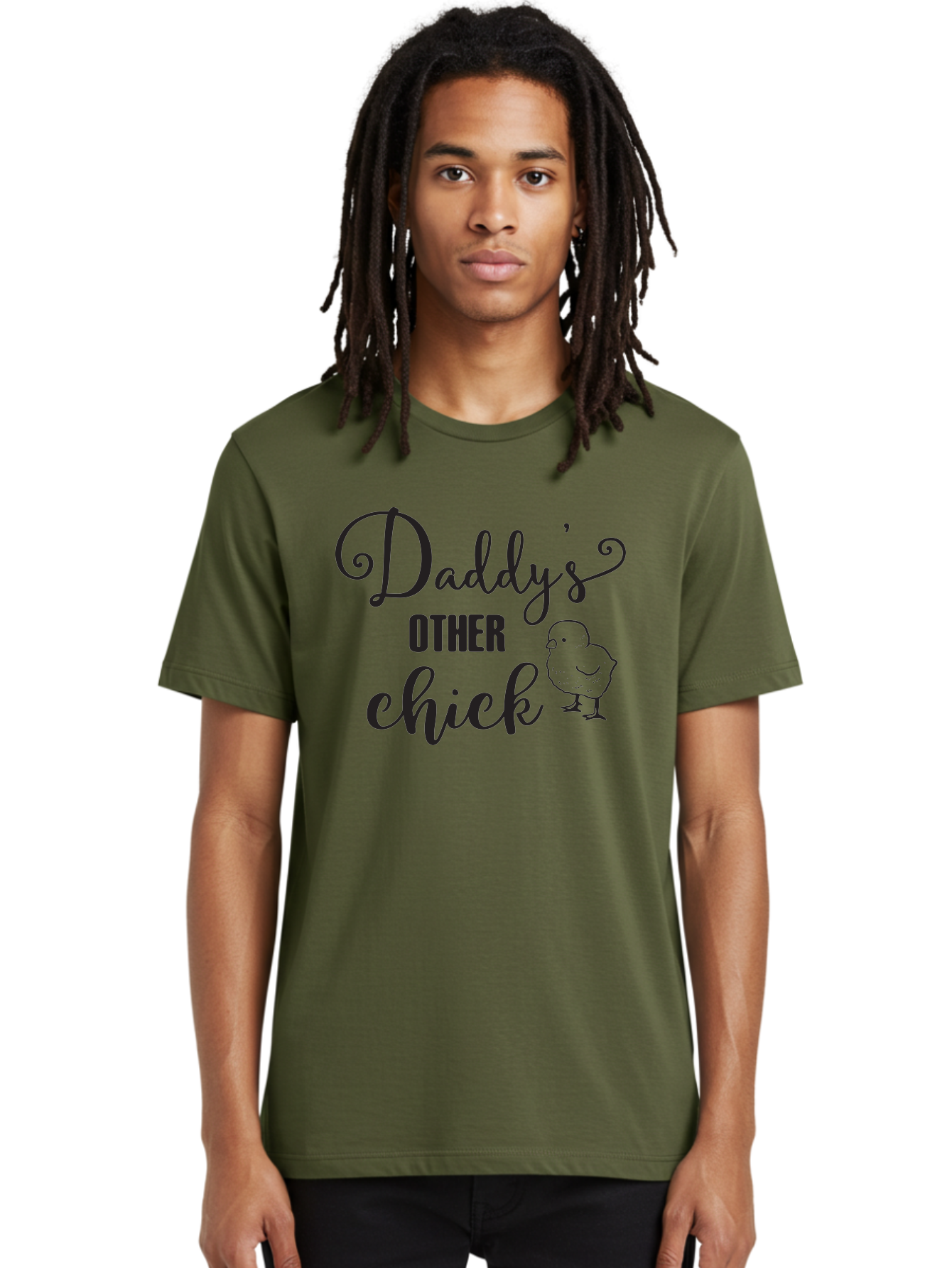 Daddy-S-Other-Chick Men'S Graphic Tee, 100% Cotton, Comfortable Casual Summer Wear, Machine Washable, Funny Quote, Cute Chick, Playful Text, Daddy'S Girl, Humorous Saying, Sweet Chick Illustration, Father'S Day Gift Aac623