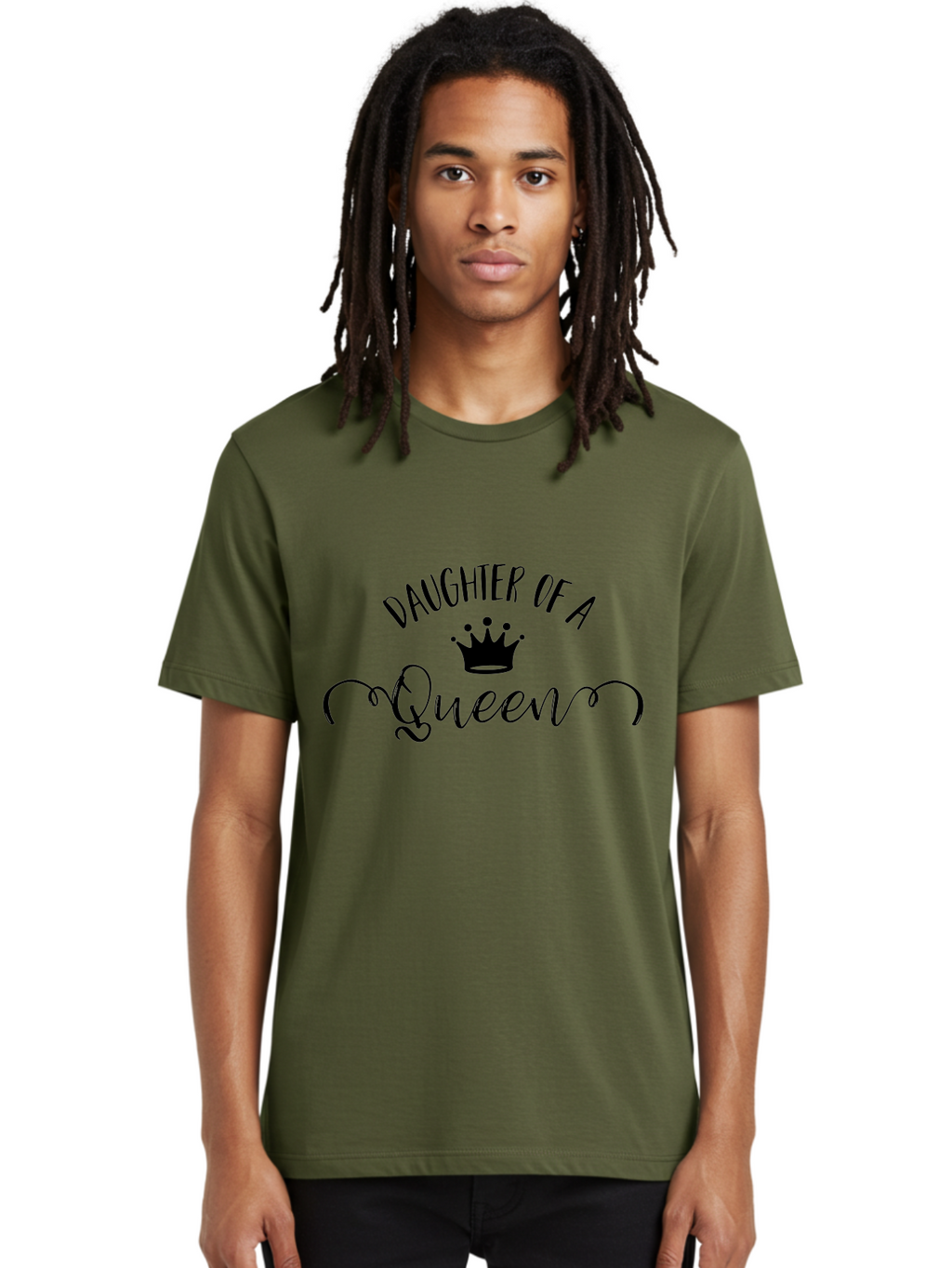 Daughter-Of-A-Queen Men'S Graphic Tee, 100% Cotton, Comfortable Casual Summer Wear, Machine Washable, Daughter Of A Queen, Crown Icon, Elegant Typography, Royal Theme, Cursive Font, Feminine Design, Monarch Inspiration, Regal Style Aac626