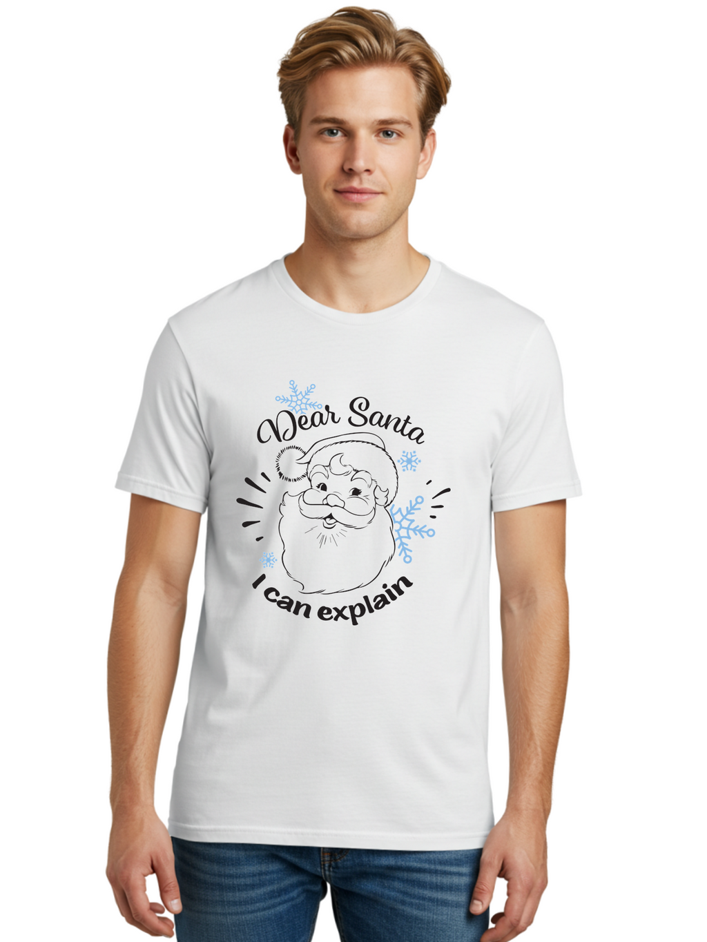 Dear-Santa-I-Can-Explain-1 Men'S Graphic Tee, 100% Cotton, Comfortable Casual Summer Wear, Machine Washable, Santa Claus Illustration, Christmas Humor, Festive Design, Holiday Joke, Naughty List, Xmas Gift, Funny Quote, Jolly Old Elf Aac629