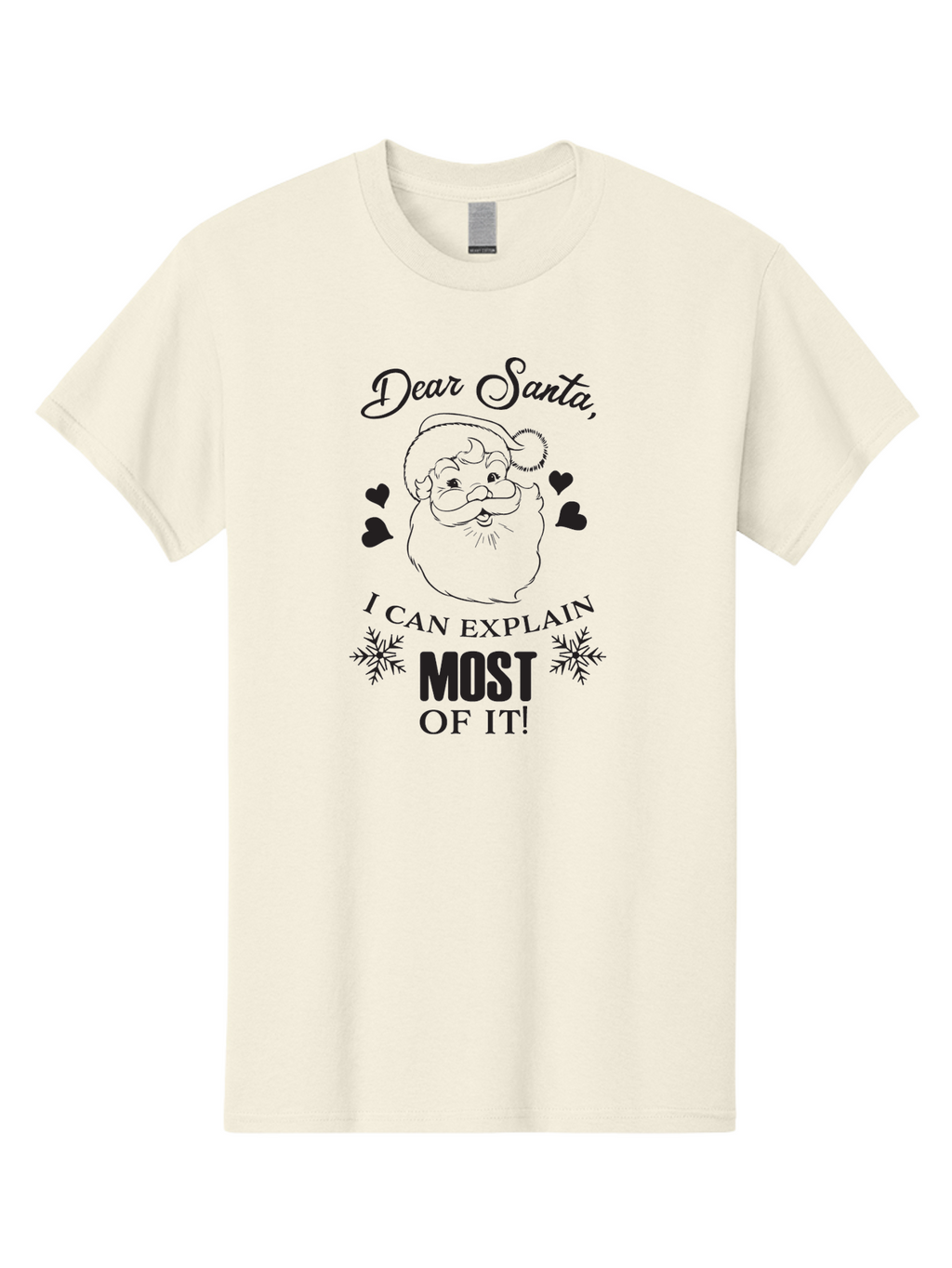 Dear-Santa-I-Can-Explain Men'S Graphic Tee, 100% Cotton, Comfortable Casual Summer Wear, Machine Washable, Humorous Santa Claus, Funny Christmas Quote, Dear Santa I Can Explain Most Of It, Christmas Humor, Holiday Joke, Santa Illustration, Aac630