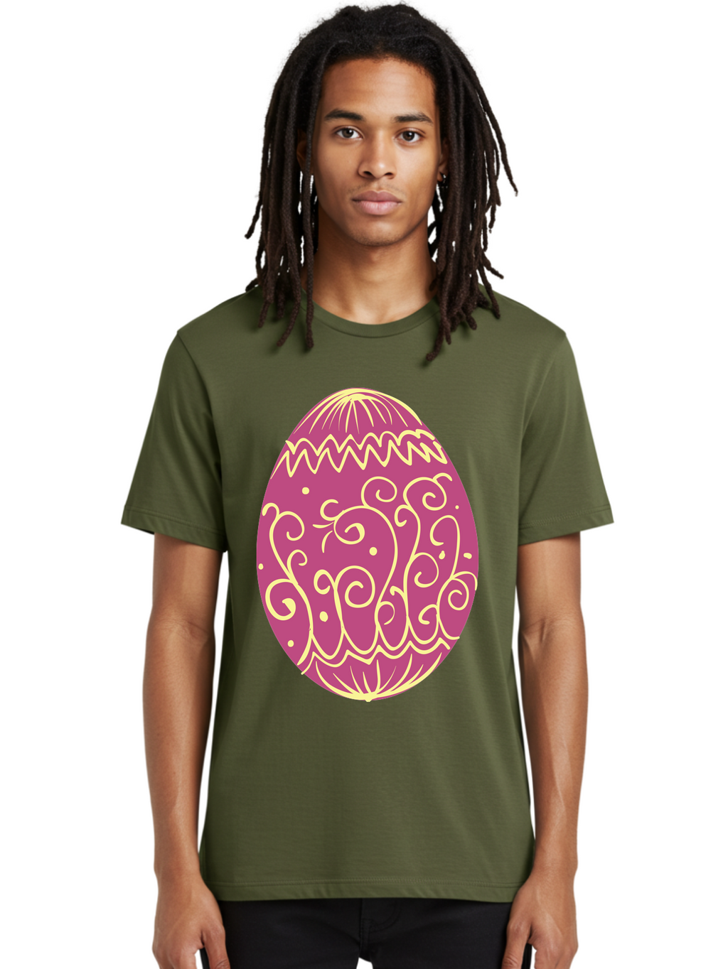 Decorated-Egg Men'S Graphic Tee, 100% Cotton, Comfortable Casual Summer Wear, Machine Washable, Decorated Easter Egg, Purple And Gold, Intricate Designs, Swirling Patterns, Festive Colors, Easter Celebration, Spring Decoration, Ornate Egg Aac635