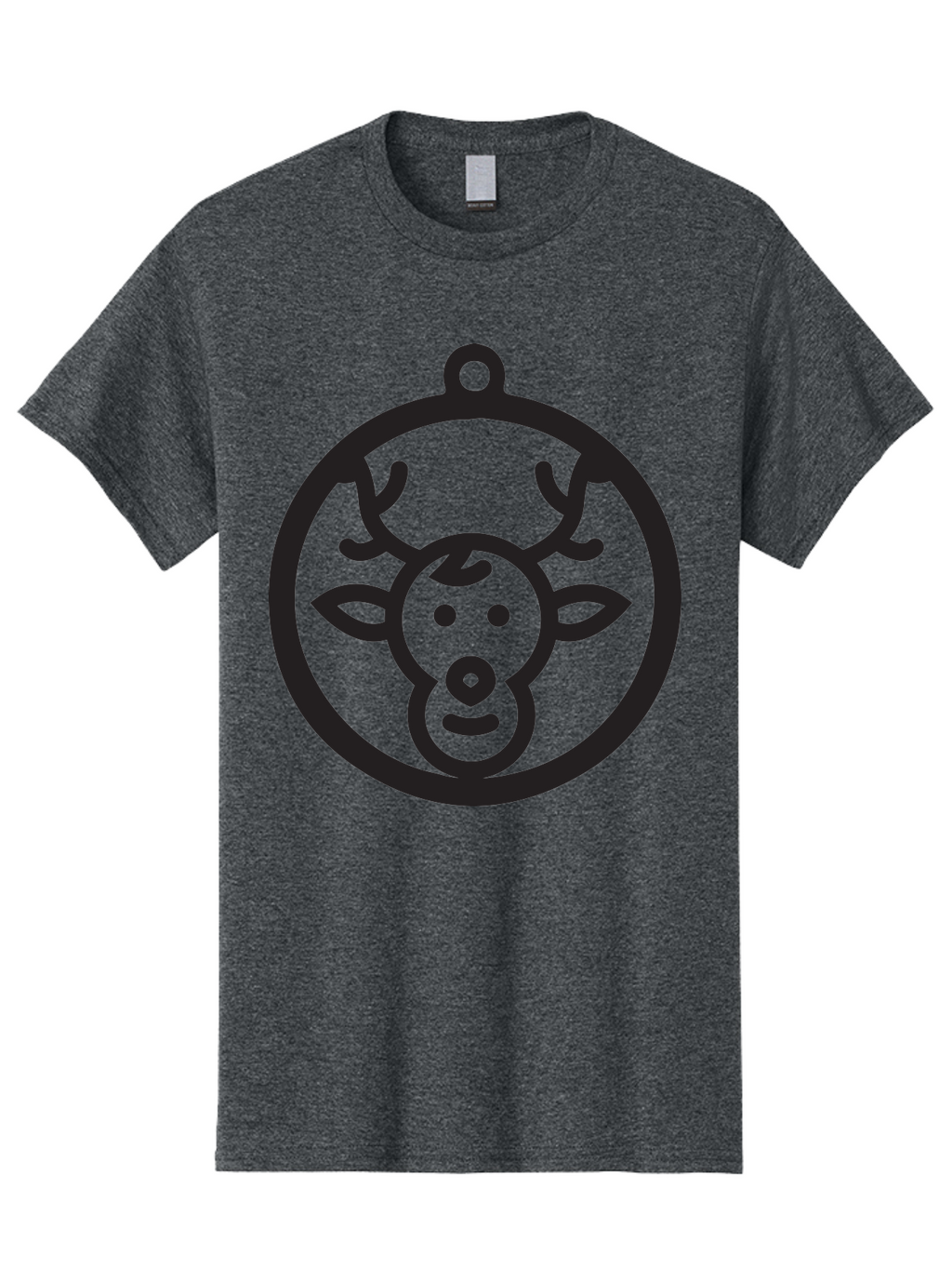 Deer-Head-Ornament Men'S Graphic Tee, 100% Cotton, Comfortable Casual Summer Wear, Machine Washable, Reindeer Face, Minimalist Design, Festive Decoration, Christmas Symbol, Holiday Theme, Cartoon Deer, Simple Illustration, Ornament Shape Aac640
