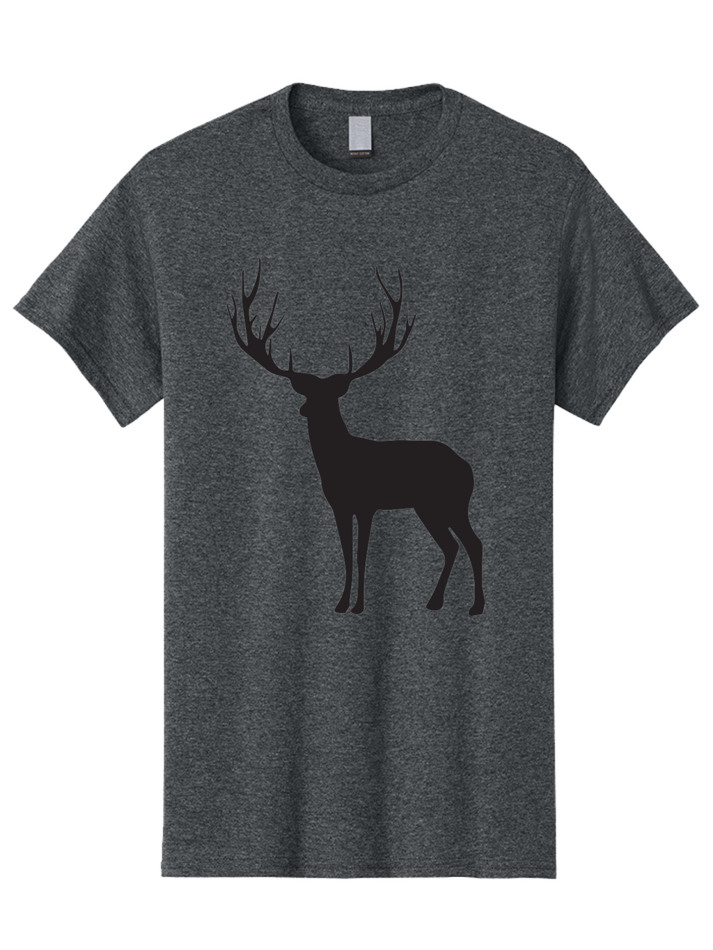 Deer-Silhouette-3 Men'S Graphic Tee, 100% Cotton, Comfortable Casual Summer Wear, Machine Washable, Deer Silhouette, Majestic Stag, Wildlife Illustration, Black Silhouette, Antlers, Wild Animal, Forest Creature, Nature Graphic Aac644