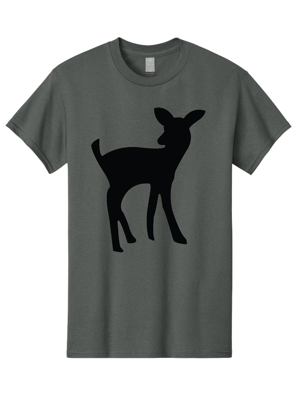 Deer-Silhouette Men'S Graphic Tee, 100% Cotton, Comfortable Casual Summer Wear, Machine Washable, Deer Silhouette, Wildlife Art, Minimalist Design, Black Silhouette, Simple Shapes, Animal Graphics, Nature-Inspired, Forest Creatures Aac645