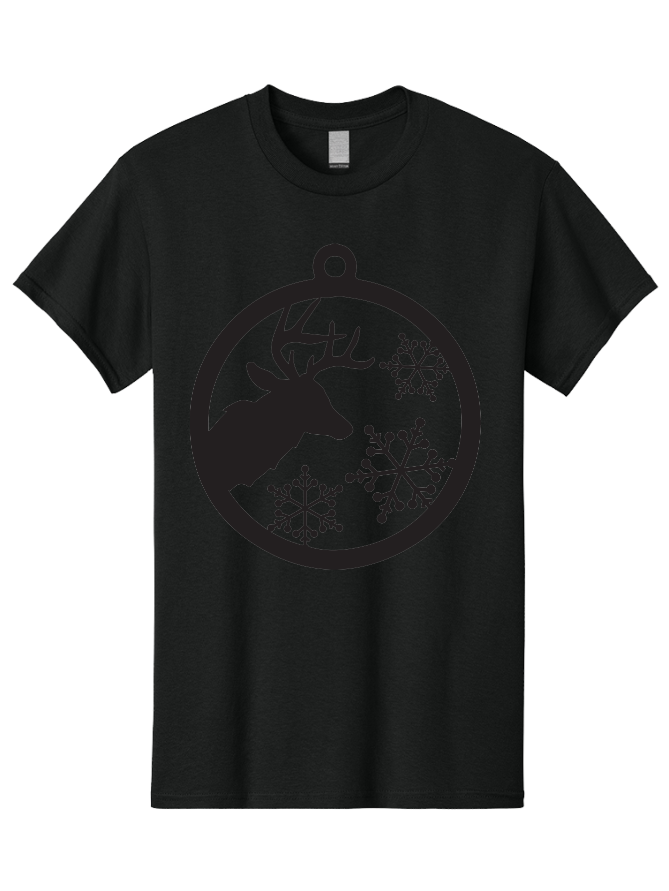 Deer-Snowflakes-Ornament Men'S Graphic Tee, 100% Cotton, Comfortable Casual Summer Wear, Machine Washable, Deer Silhouette, Snowflakes, Christmas Ornament, Winter Decoration, Festive Design, Holiday Decor, Wildlife Theme, Aac646