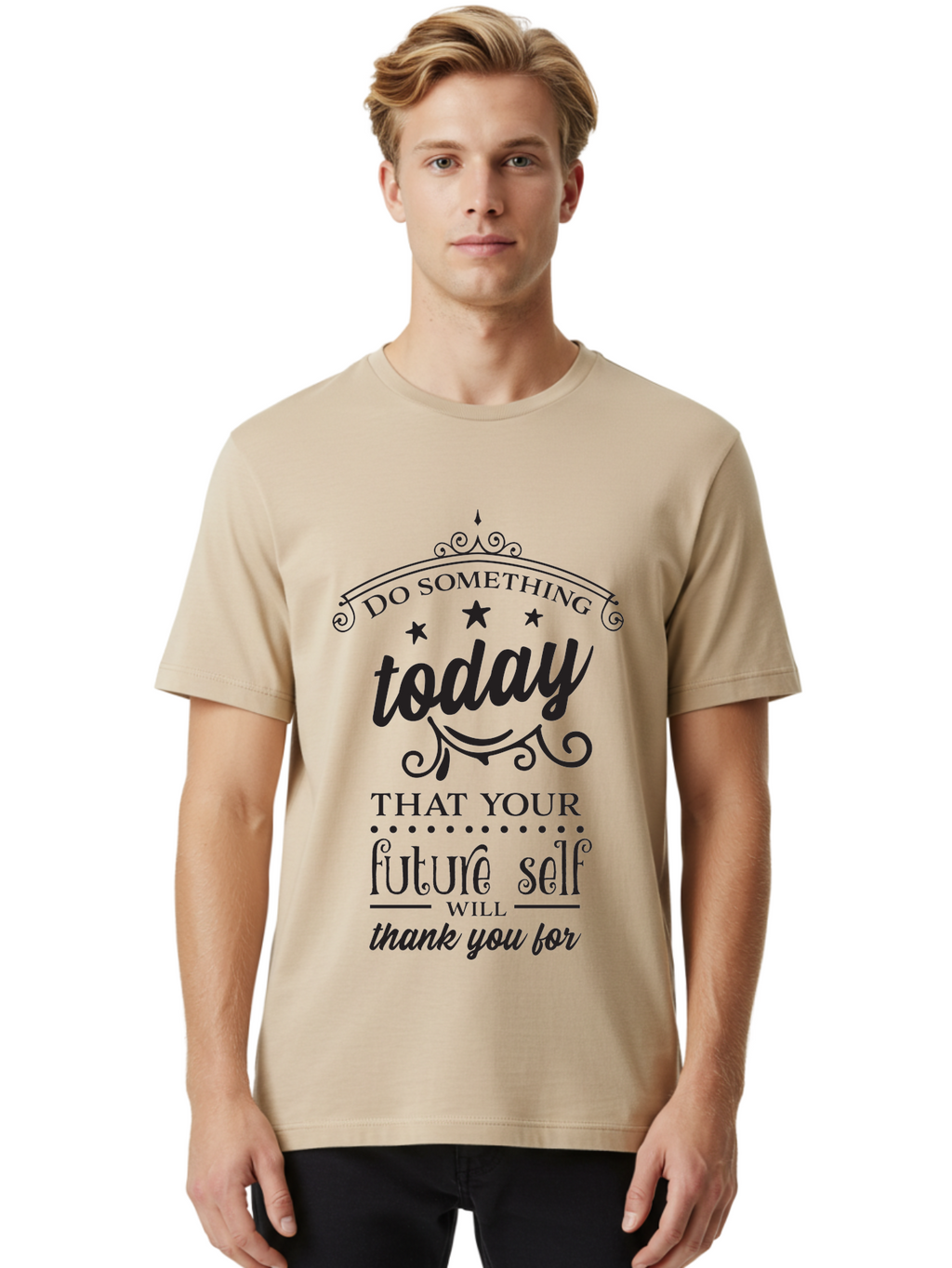 Do-Something-Today Men'S Graphic Tee, 100% Cotton, Comfortable Casual Summer Wear, Machine Washable, Motivational Quote, Inspirational Message, Future Self, Success Mindset, Productivity Tips, Goal Achievement, Personal Growth Aac651
