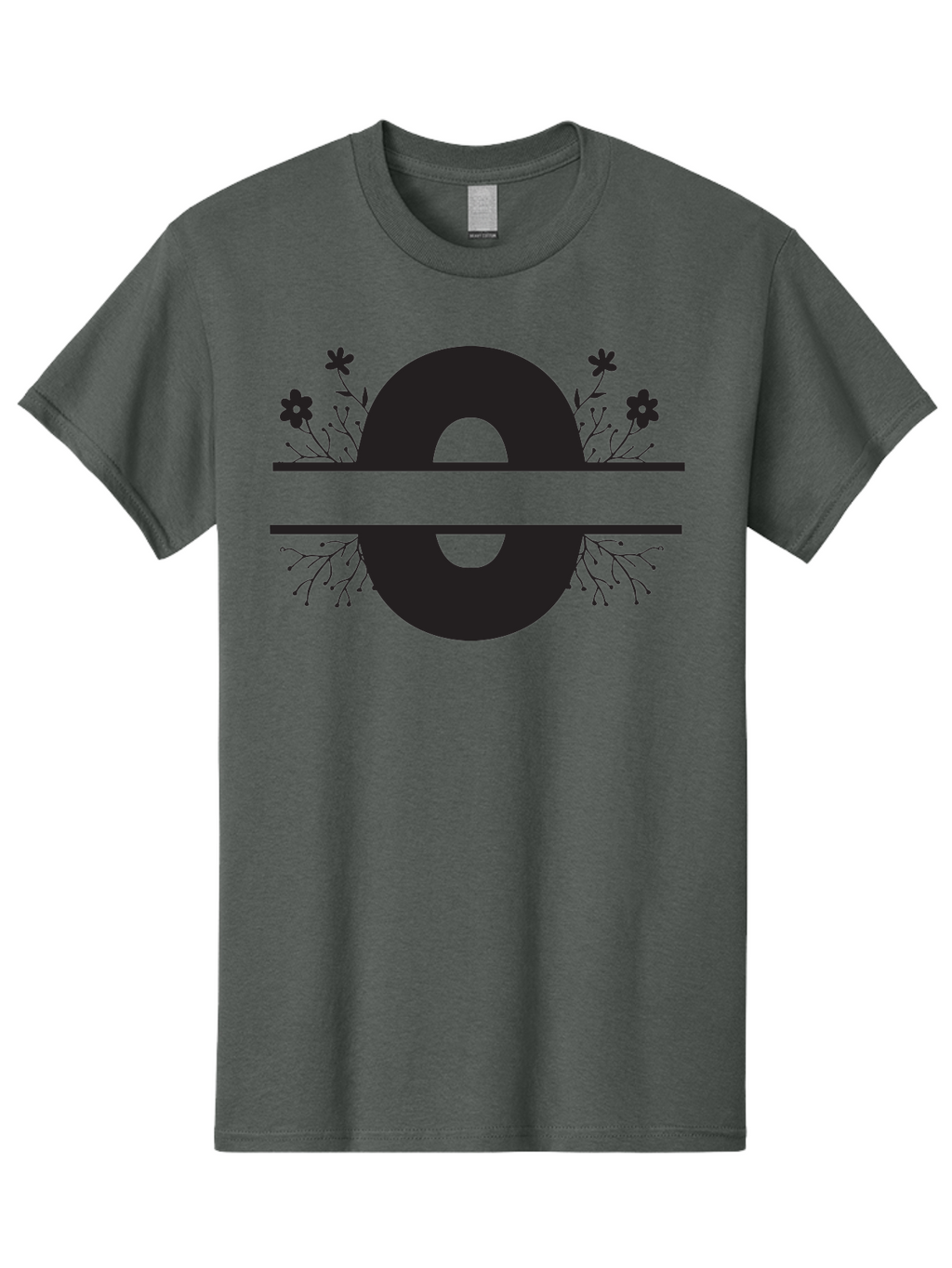 E-2 Men'S Graphic Tee, 100% Cotton, Comfortable Casual Summer Wear, Machine Washable, Black Letter E, Floral Design, Abstract Art, Minimalist Style, Bold Typography, Artistic Expression, Elegance, Simplicity, Modern Aesthetic, Unique Design, Aac665
