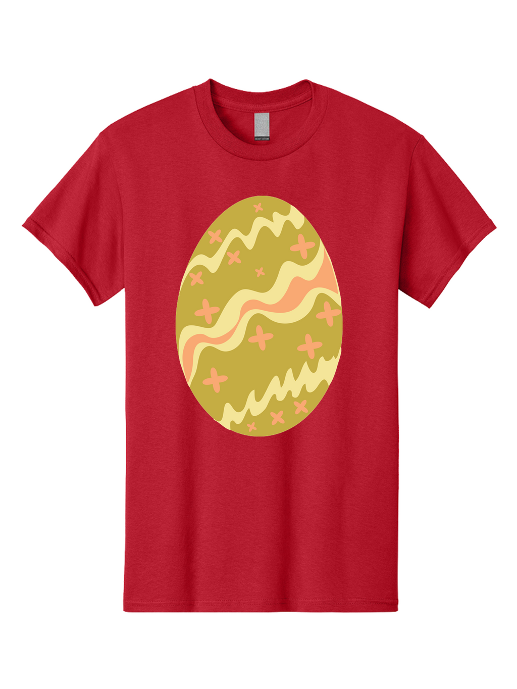 Easter-Egg-4 Men'S Graphic Tee, 100% Cotton, Comfortable Casual Summer Wear, Machine Washable, Easter Egg, Pastel Colors, Wavy Lines, Pink Crosses, Decorated Egg, Spring Theme, Festive Design, Easter Decoration, Egg Hunt Aac674