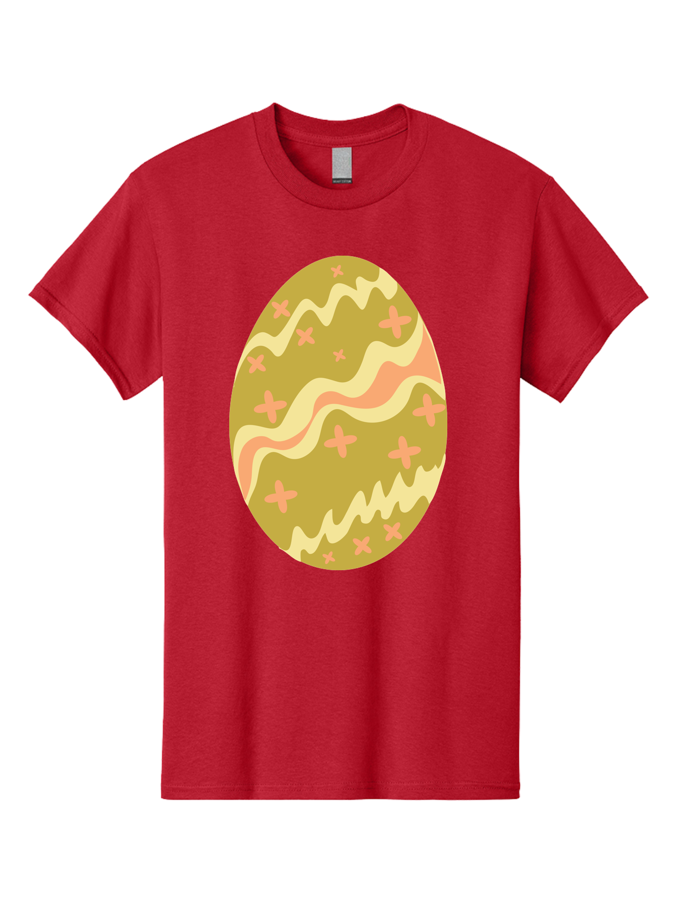 Easter-Egg-4 Men'S Graphic Tee, 100% Cotton, Comfortable Casual Summer Wear, Machine Washable, Easter Egg, Pastel Colors, Wavy Lines, Pink Crosses, Decorated Egg, Spring Theme, Festive Design, Easter Decoration, Egg Hunt Aac674