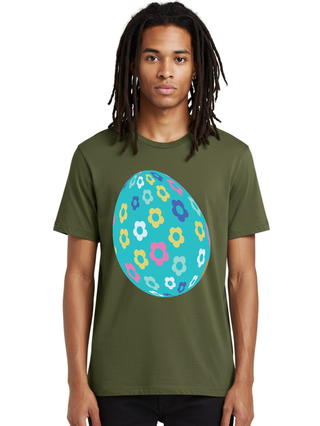 Easter-Egg-Flowers Men'S Graphic Tee, 100% Cotton, Comfortable Casual Summer Wear, Machine Washable, Easter Egg Decoration, Floral Pattern, Colorful Flowers, Pastel Colors, Spring Theme, Easter Celebration, Festive Design, Decorative Egg, Aac675