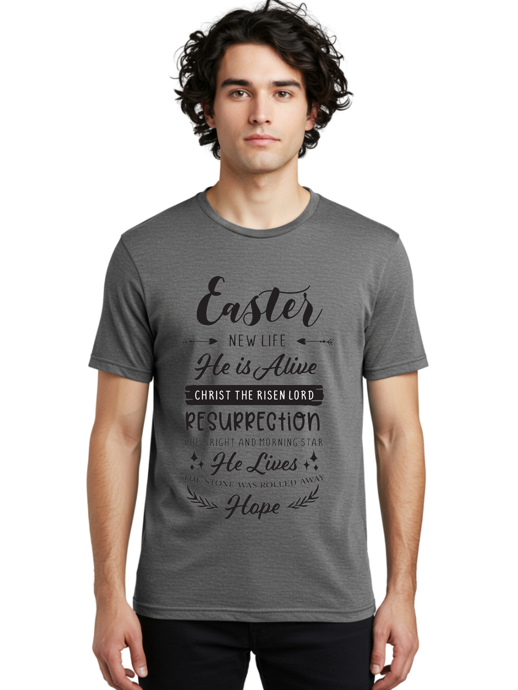 Easter Men'S Graphic Tee, 100% Cotton, Comfortable Casual Summer Wear, Machine Washable, Easter Message, He Is Alive, Christ The Risen Lord, Resurrection, New Life, Hope, Christian Faith, Biblical Scripture, Inspirational Quote, Aac678