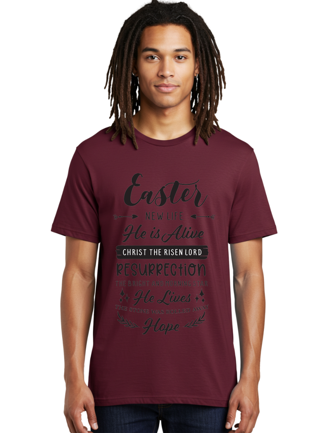 Easter Men'S Graphic Tee, 100% Cotton, Comfortable Casual Summer Wear, Machine Washable, Easter Message, He Is Alive, Christ The Risen Lord, Resurrection, New Life, Hope, Christian Faith, Biblical Scripture, Inspirational Quote, Aac678