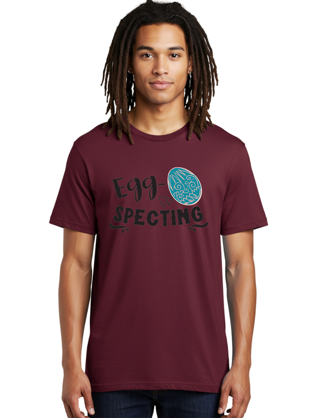 Egg-Specting Men'S Graphic Tee, 100% Cotton, Comfortable Casual Summer Wear, Machine Washable, Easter Egg, Egg Expecting, Cute Designs, Playful Graphics, Decorative Egg, Heart Symbol, Easter Theme, Spring Vibes, Baby Announcement Aac683
